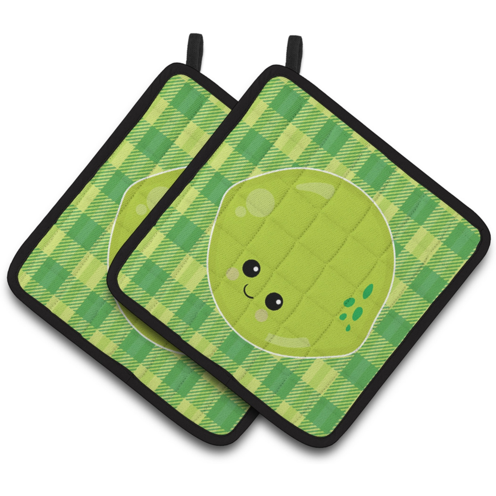 &quotCaroline's Treasures BB6988PTHD Lime Face Pair of Pot Holders, 7.5 x 7.5"", Multicolor"