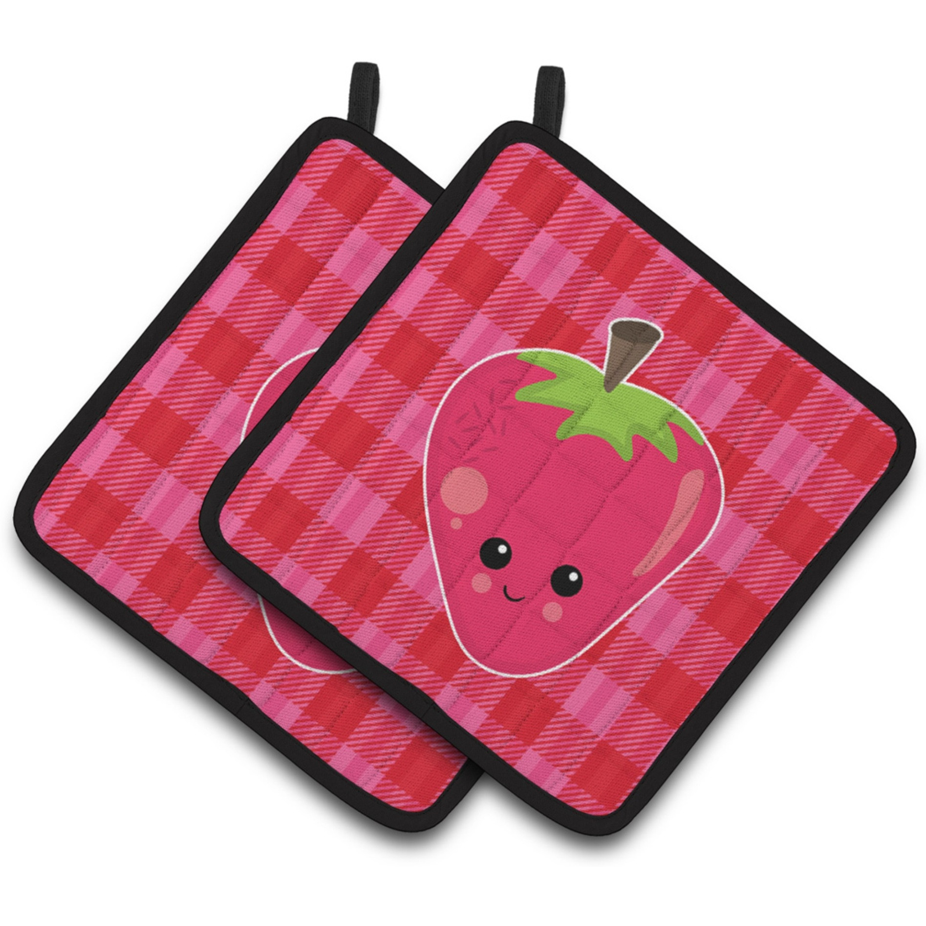 &quotCaroline's Treasures BB6989PTHD Strawberry Face Pair of Pot Holders, 7.5 x 7.5"", Multicolor"
