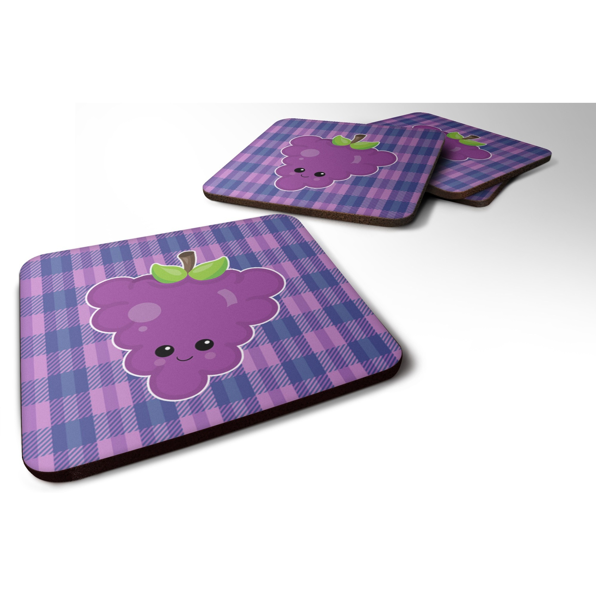 &quotCaroline's Treasures Grape Face Foam Coaster Set of 4, 3.5, Multicolor"