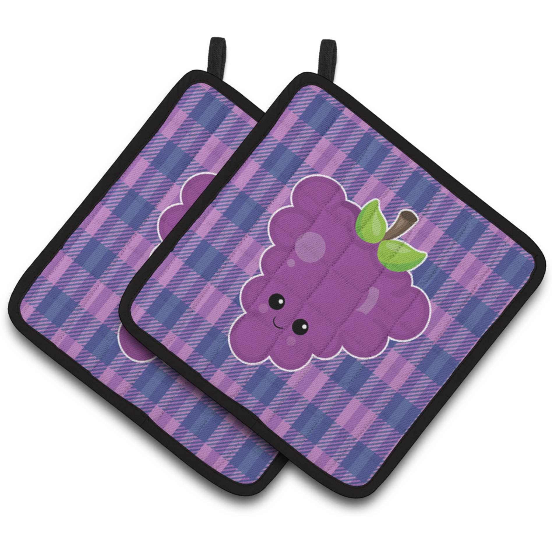 &quotCaroline's Treasures BB6994PTHD Grape Face Pair of Pot Holders, 7.5 x 7.5"", Multicolor"