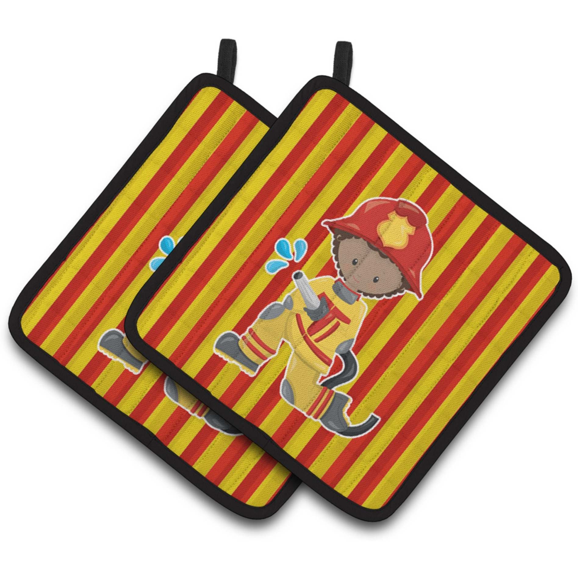 &quotCaroline's Treasures BB6996PTHD Fireman Boy Pair of Pot Holders, 7.5 x 7.5"", Multicolor"