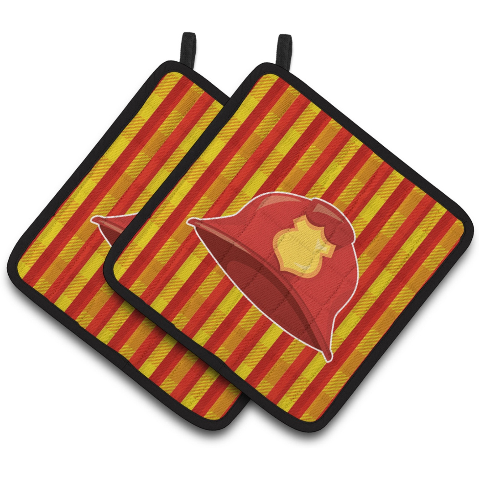 &quotCaroline's Treasures Fireman's Hat Pair of Pot Holders, 7.5 x 7.5, Multicolor"