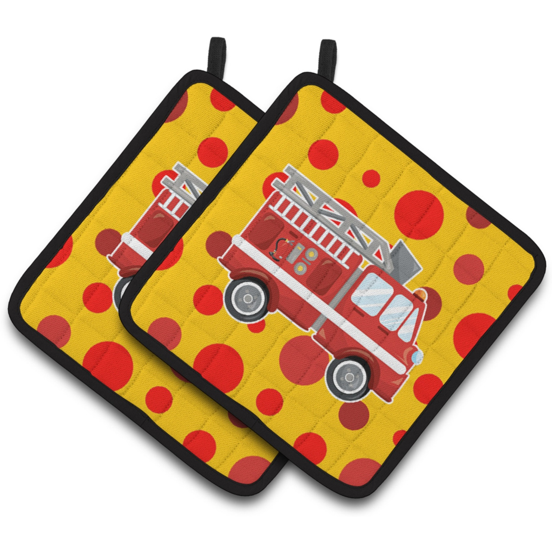 &quotCaroline's Treasures BB6998PTHD Fireman's Firetruck Pair of Pot Holders, 7.5 x 7.5"", Multicolor"