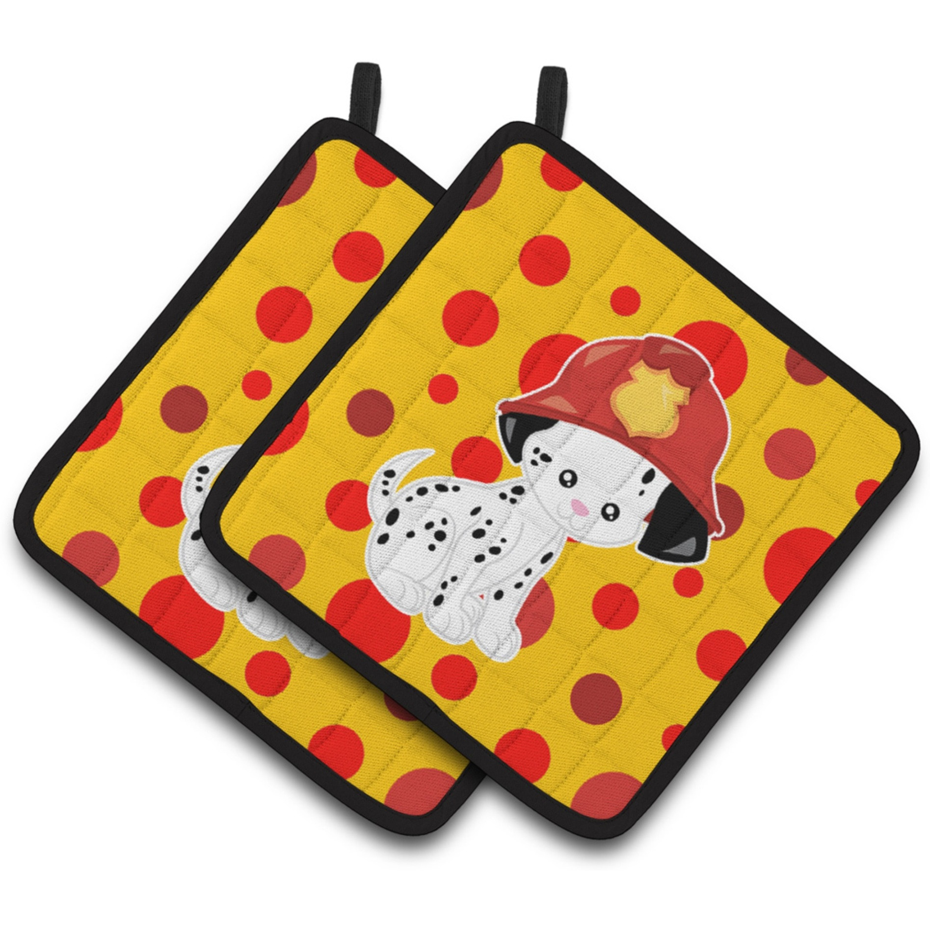&quotCaroline's Treasures BB6999PTHD Fireman Dalmatian Puppy Pair of Pot Holders, 7.5 x 7.5"", Multicolor"