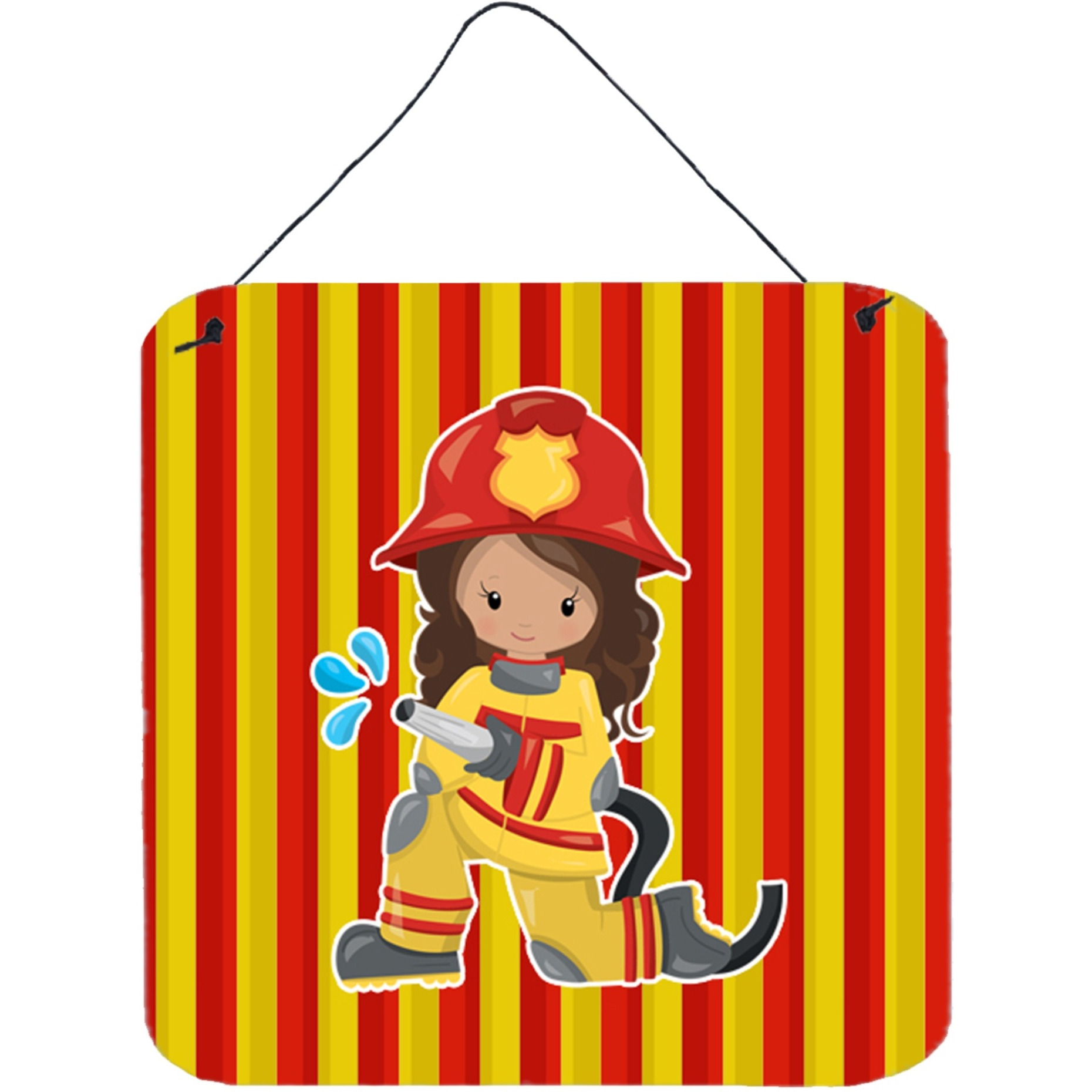 &quotCaroline's Treasures Fireman Girl Metal Print, 6"" x 6"", Multicolor"