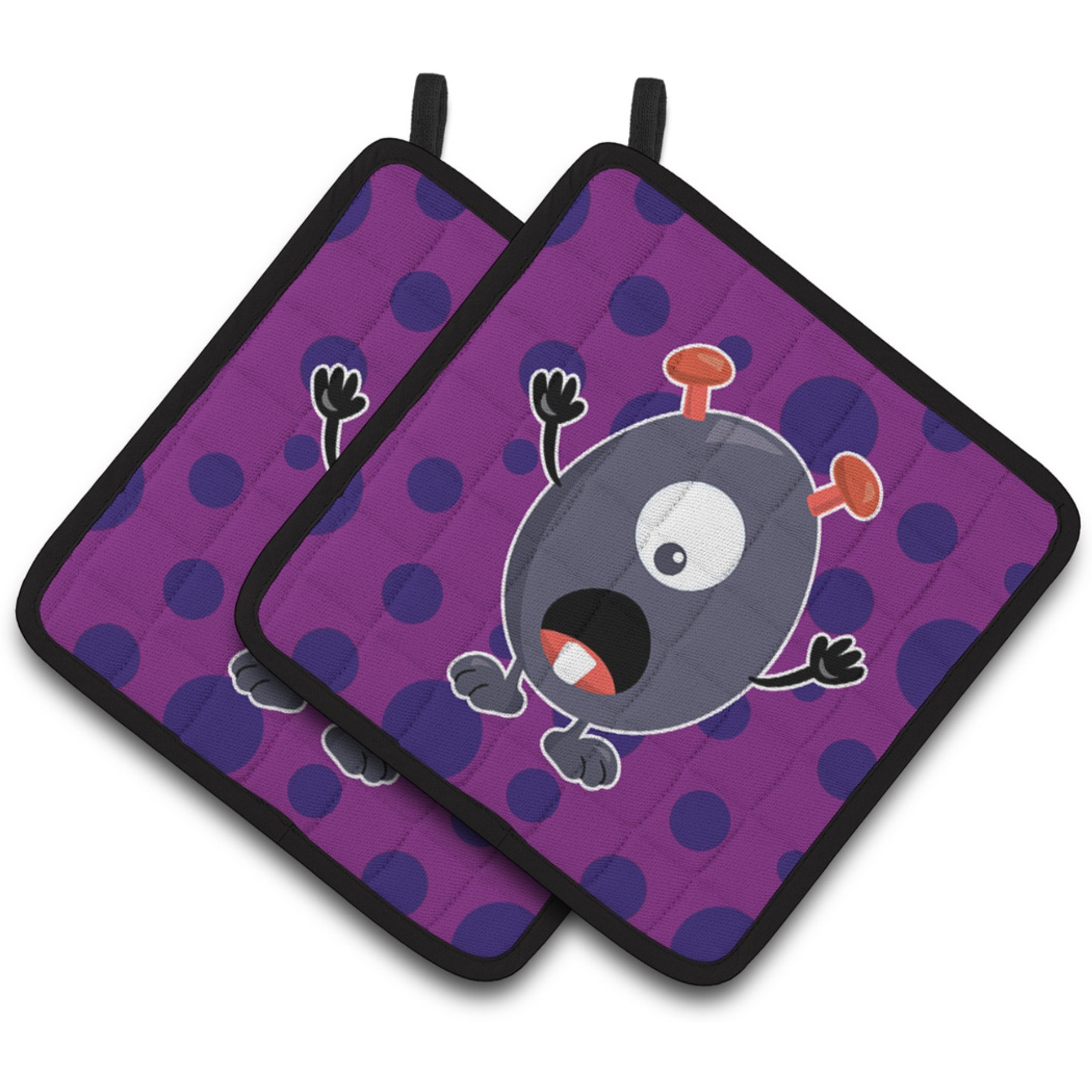 &quotCaroline's Treasures BB7002PTHD Little Monster Grape Gordo Pair of Pot Holders, 7.5 x 7.5"", Multicolor"
