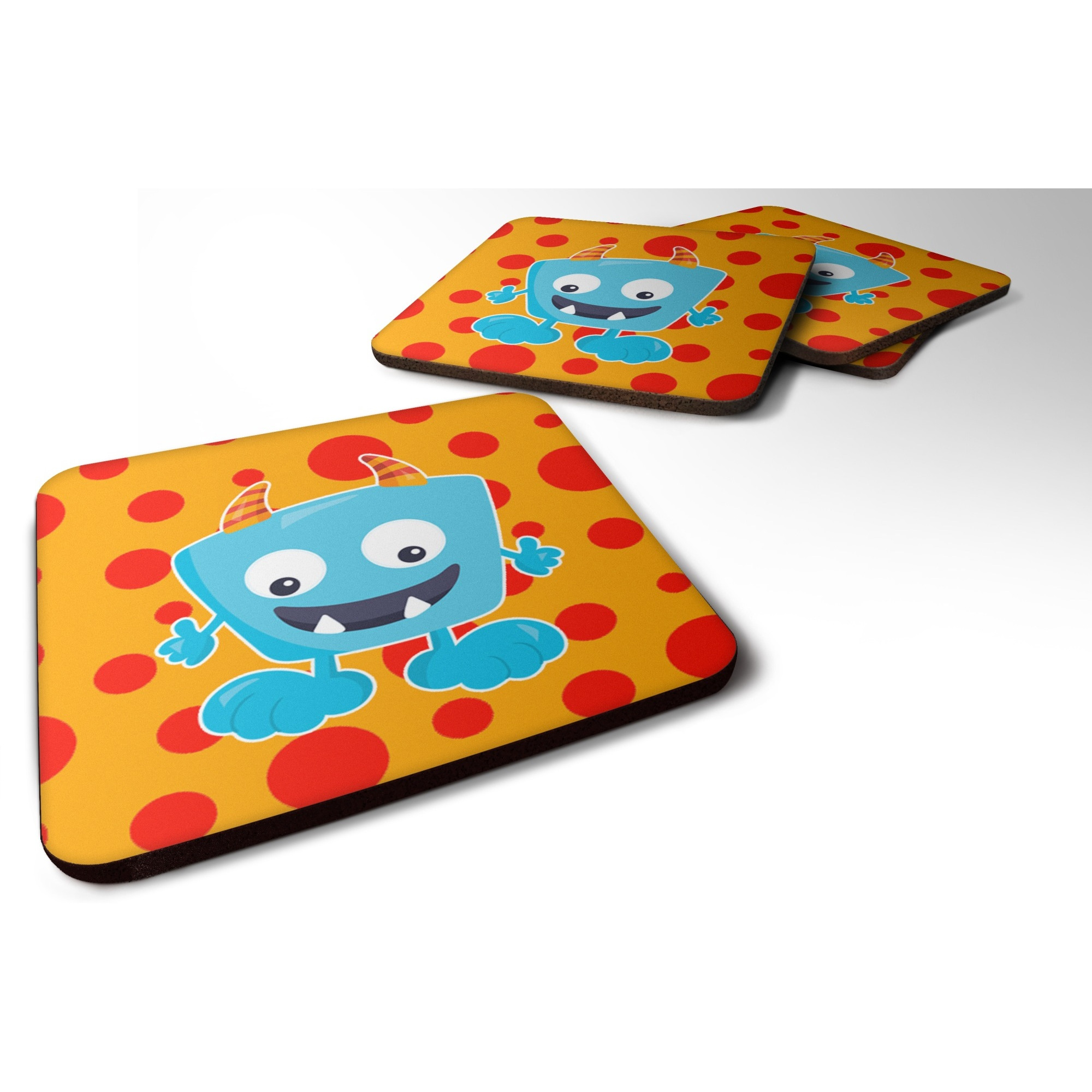 &quotCaroline's Treasures Little Monster Aquadevil Foam Coaster Set of 4, 3.5, Multicolor"