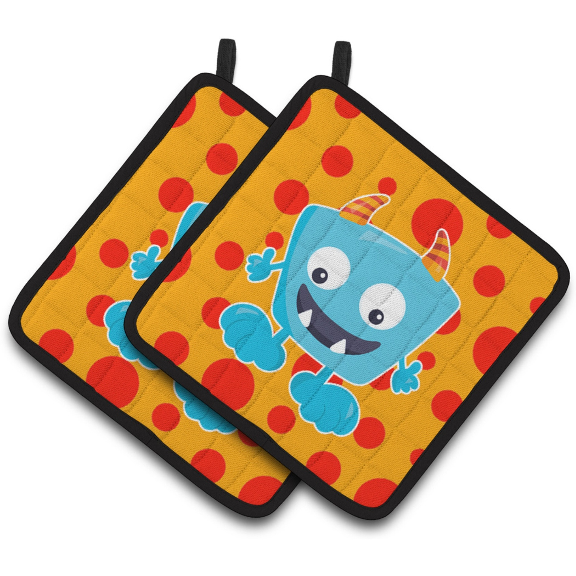 &quotCaroline's Treasures BB7004PTHD Little Monster Aquadevil Pair of Pot Holders, 7.5 x 7.5"", Multicolor"