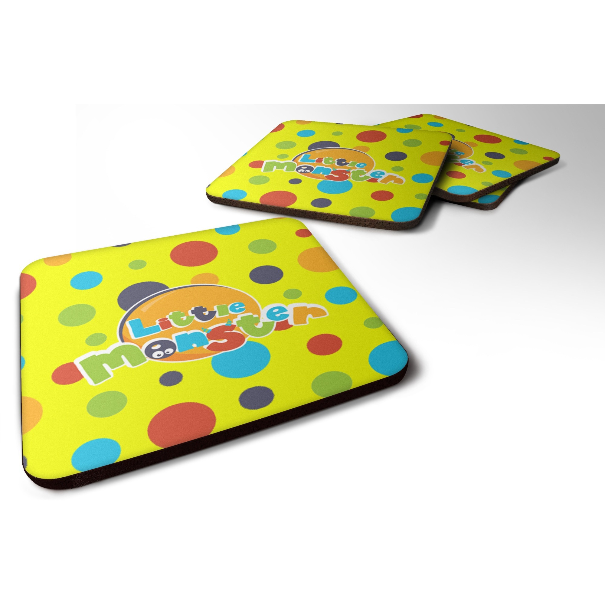 &quotCaroline's Treasures Little Monster Foam Coaster Set of 4, 3.5, Multicolor"