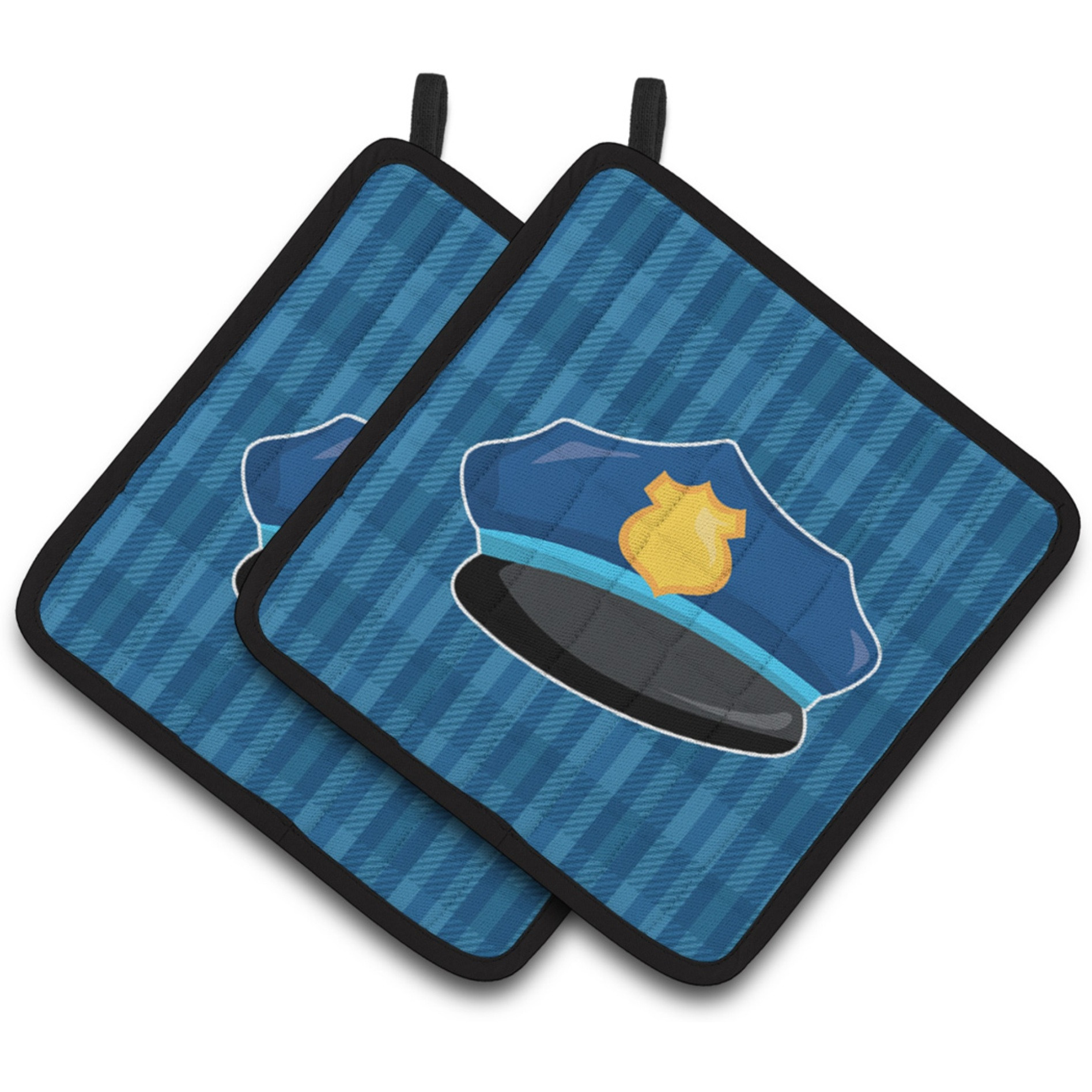 &quotCaroline's Treasures BB7007PTHD Police Hat Pair of Pot Holders, 7.5 x 7.5"", Multicolor"