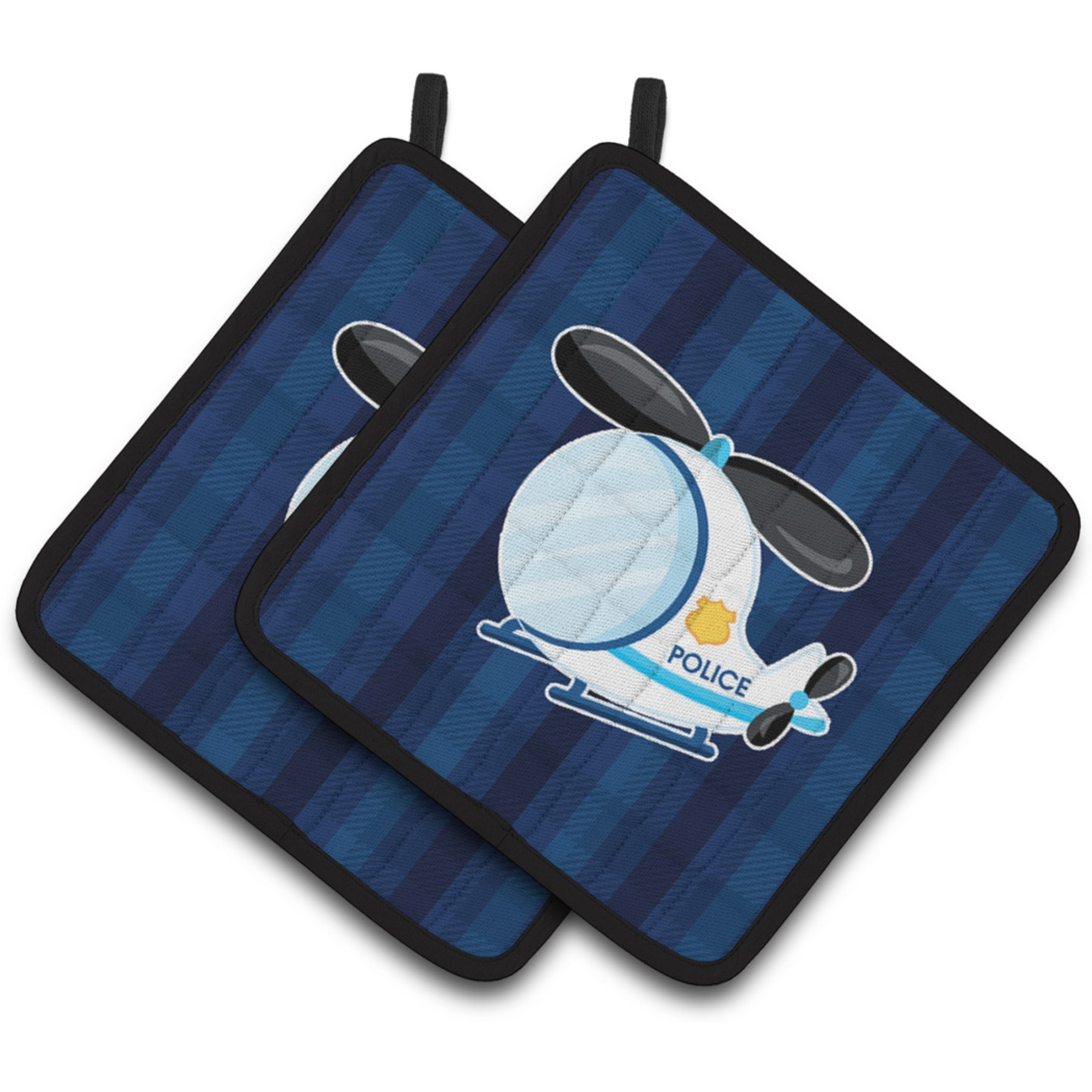 &quotCaroline's Treasures BB7008PTHD Police Helicopter Pair of Pot Holders, 7.5 x 7.5"", Multicolor"