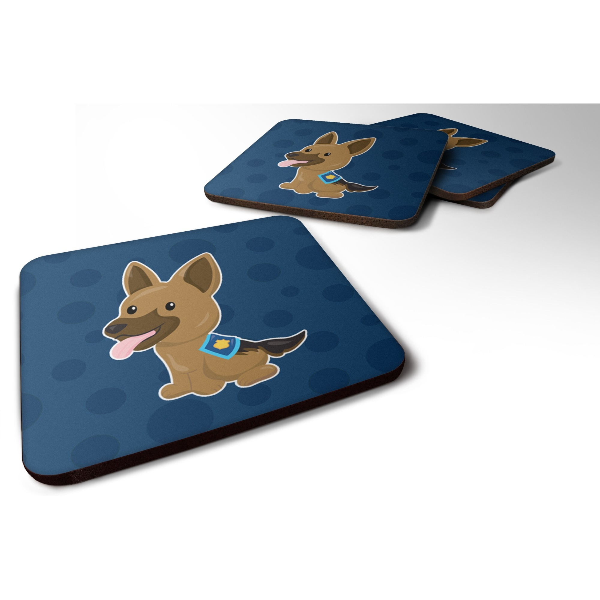&quotCaroline's Treasures Police German Shepherd Foam Coaster Set of 4, 3.5, Multicolor"