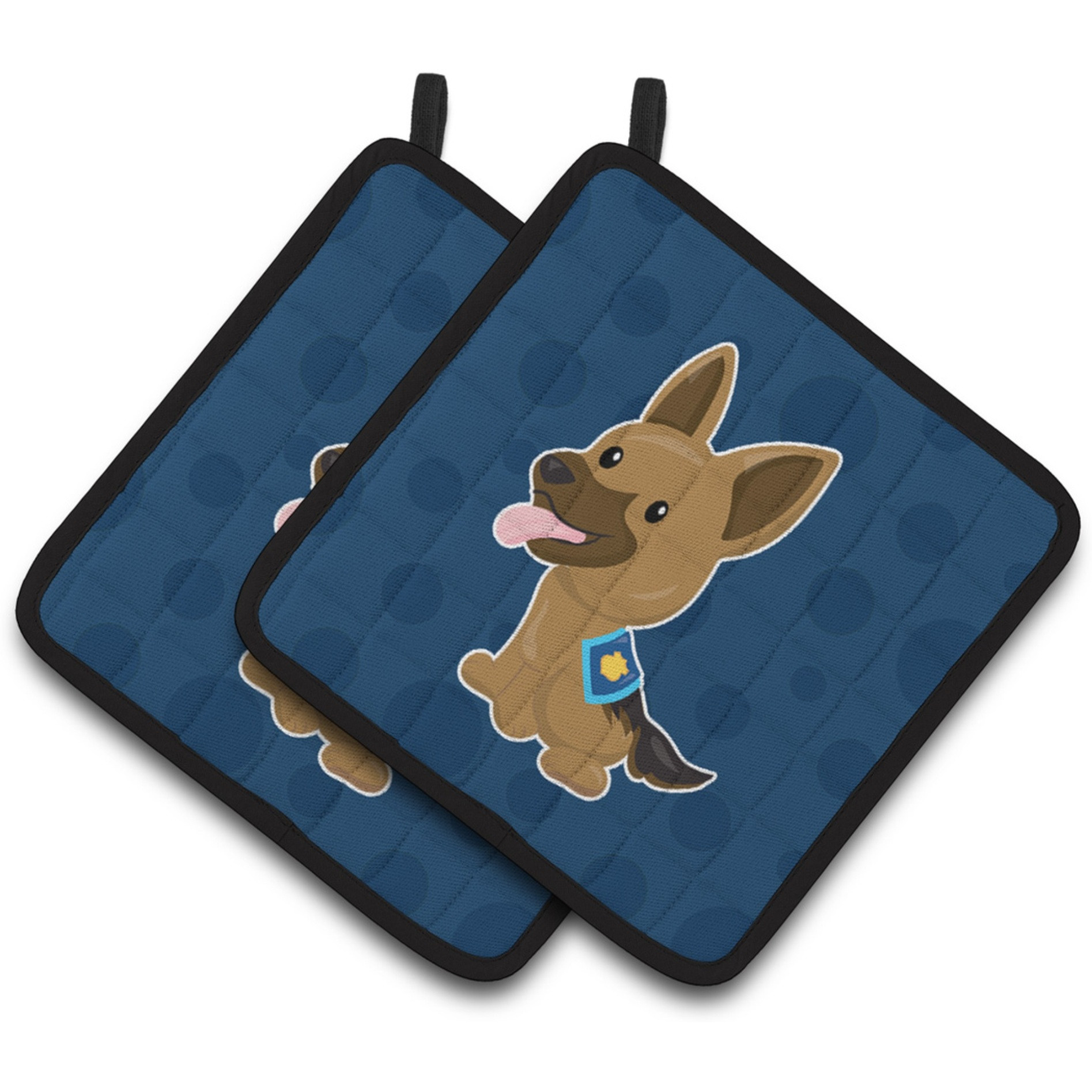 &quotCaroline's Treasures BB7010PTHD Police German Shepherd Pair of Pot Holders, 7.5 x 7.5"", Multicolor"