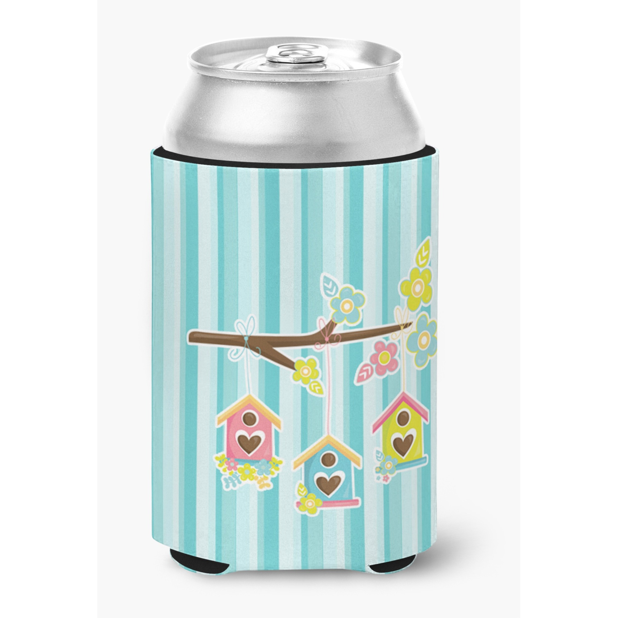 &quotCaroline's Treasures Birdhouses On Blue Stripes Can or Bottle Hugger, Can Hugger, Multicolor"
