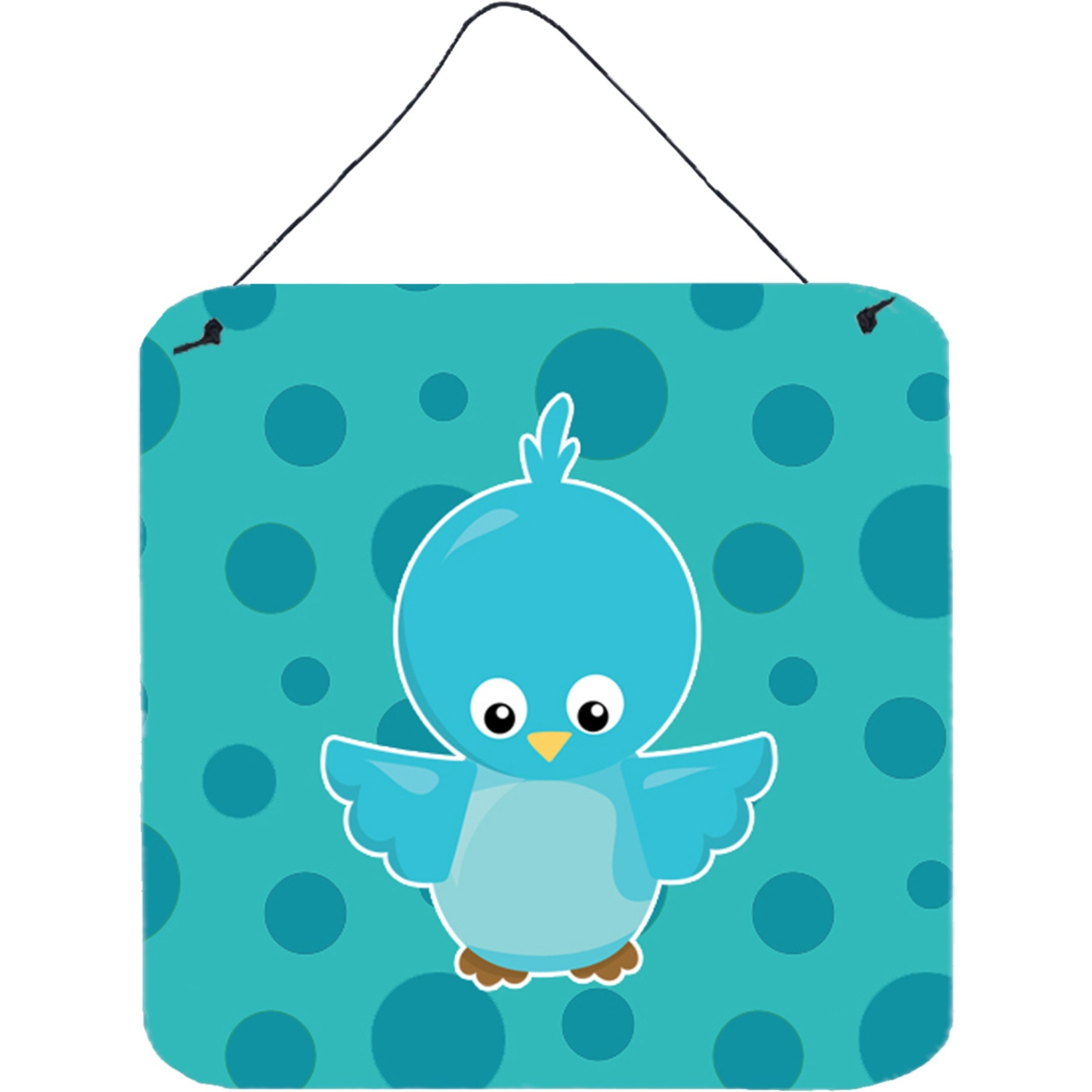 &quotCaroline's Treasures Bird on Blue Polkadots Metal Print, 6"" x 6"", Multicolor"