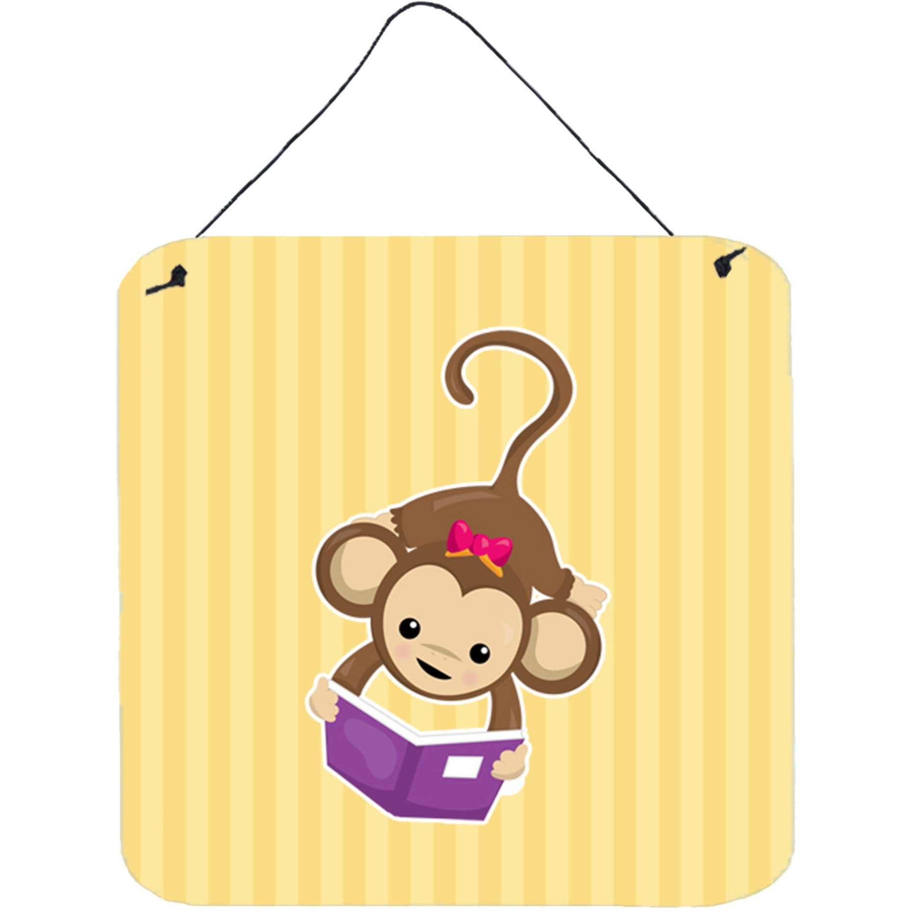 &quotCaroline's Treasures Monkey Reading Metal Print, 6"" x 6"", Multicolor"