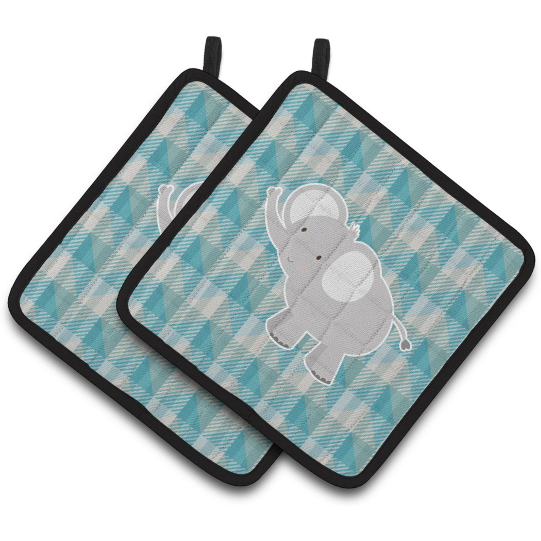 &quotCaroline's Treasures Elephant Pair of Pot Holders, 7.5 x 7.5, Multicolor"