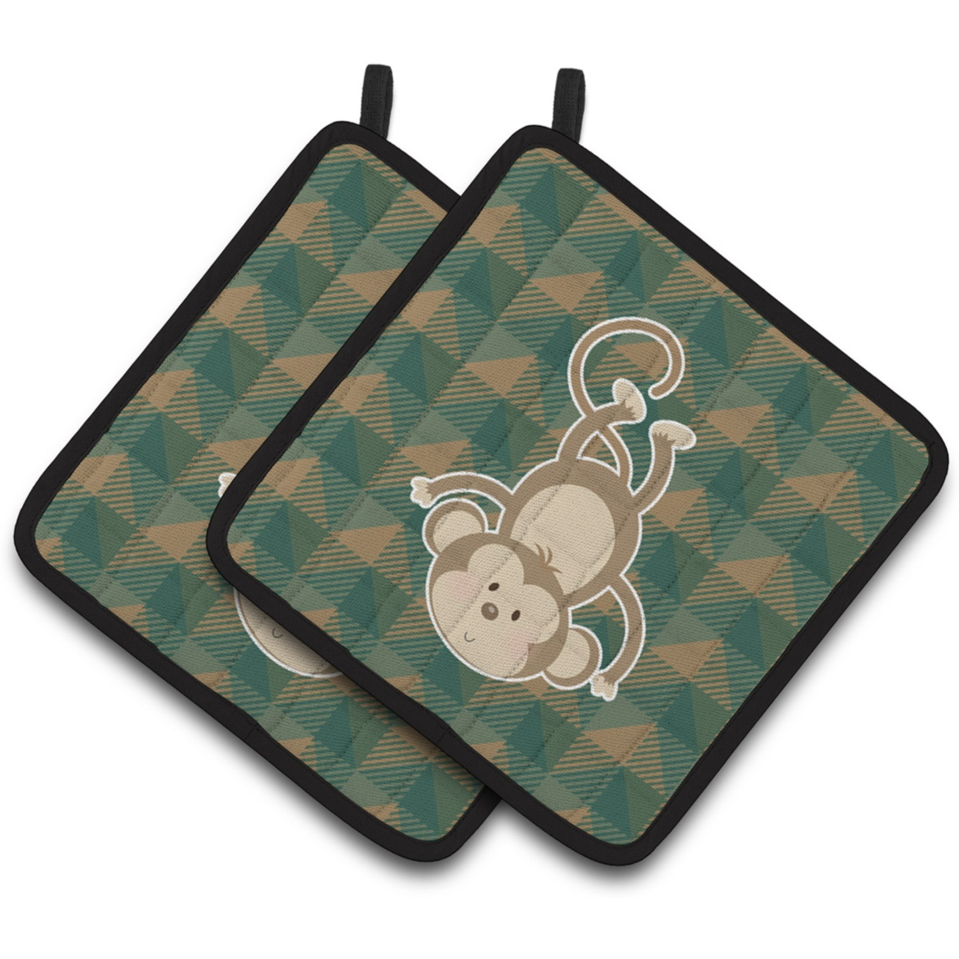 &quotCaroline's Treasures BB7023PTHD Monkey Pair of Pot Holders, 7.5 x 7.5"", Multicolor"