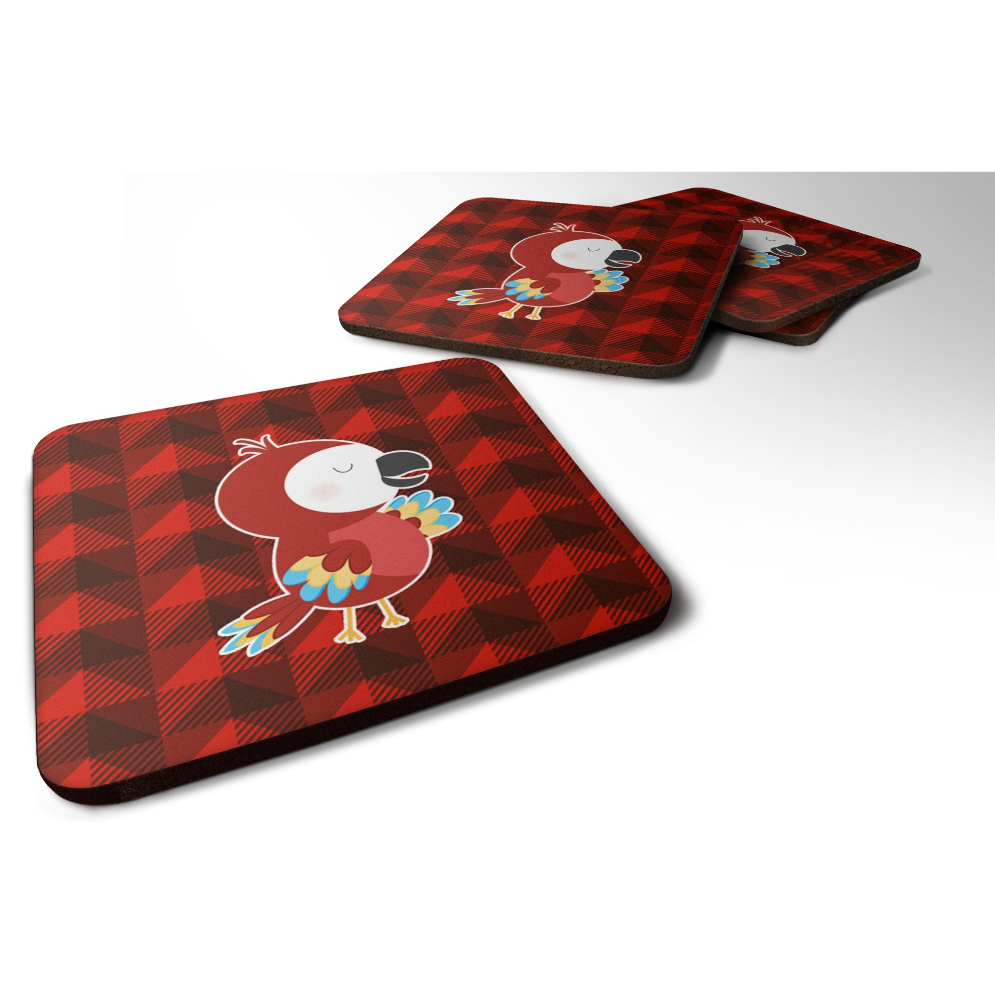 &quotCaroline's Treasures Parrot Foam Coaster Set of 4, 3.5, Multicolor"