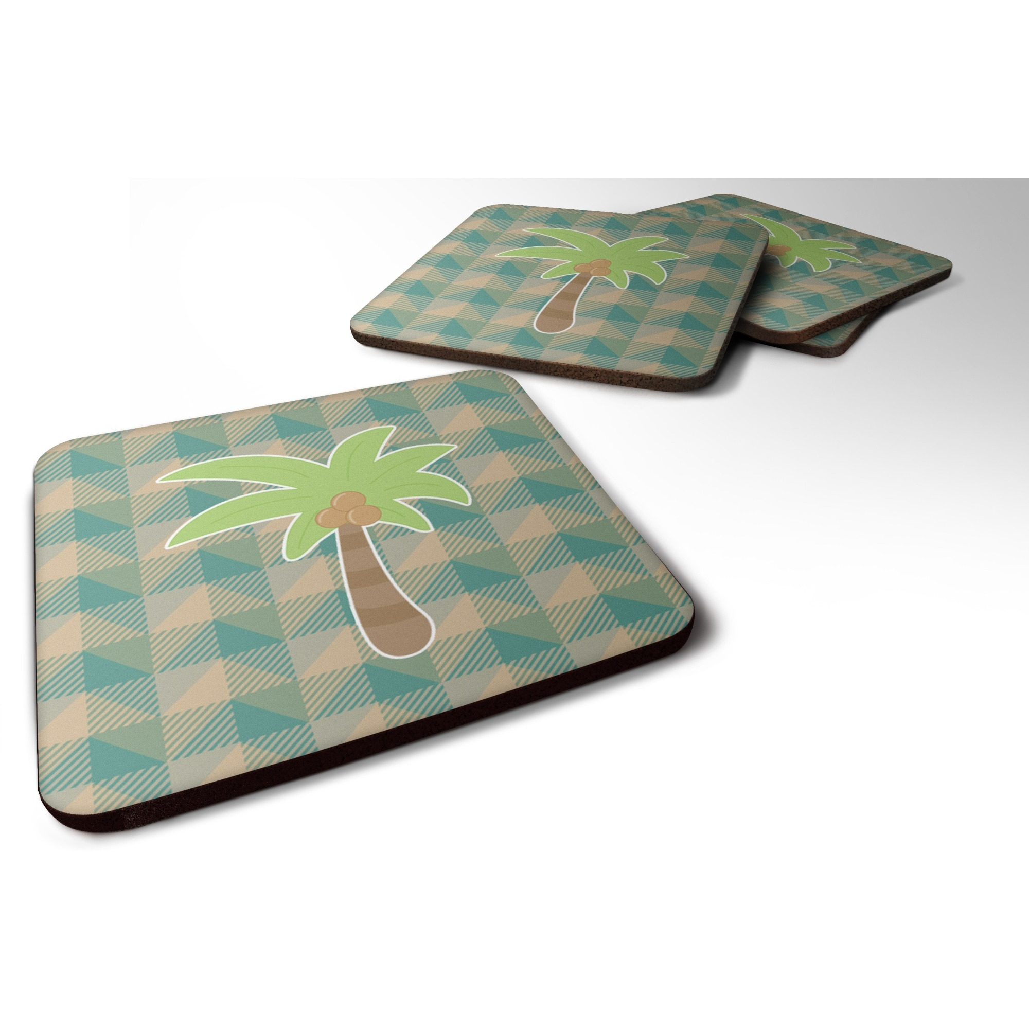 &quotCaroline's Treasures BB7028FC Palm Tree Foam Coaster Set of 4, 3.5"", Multicolor"