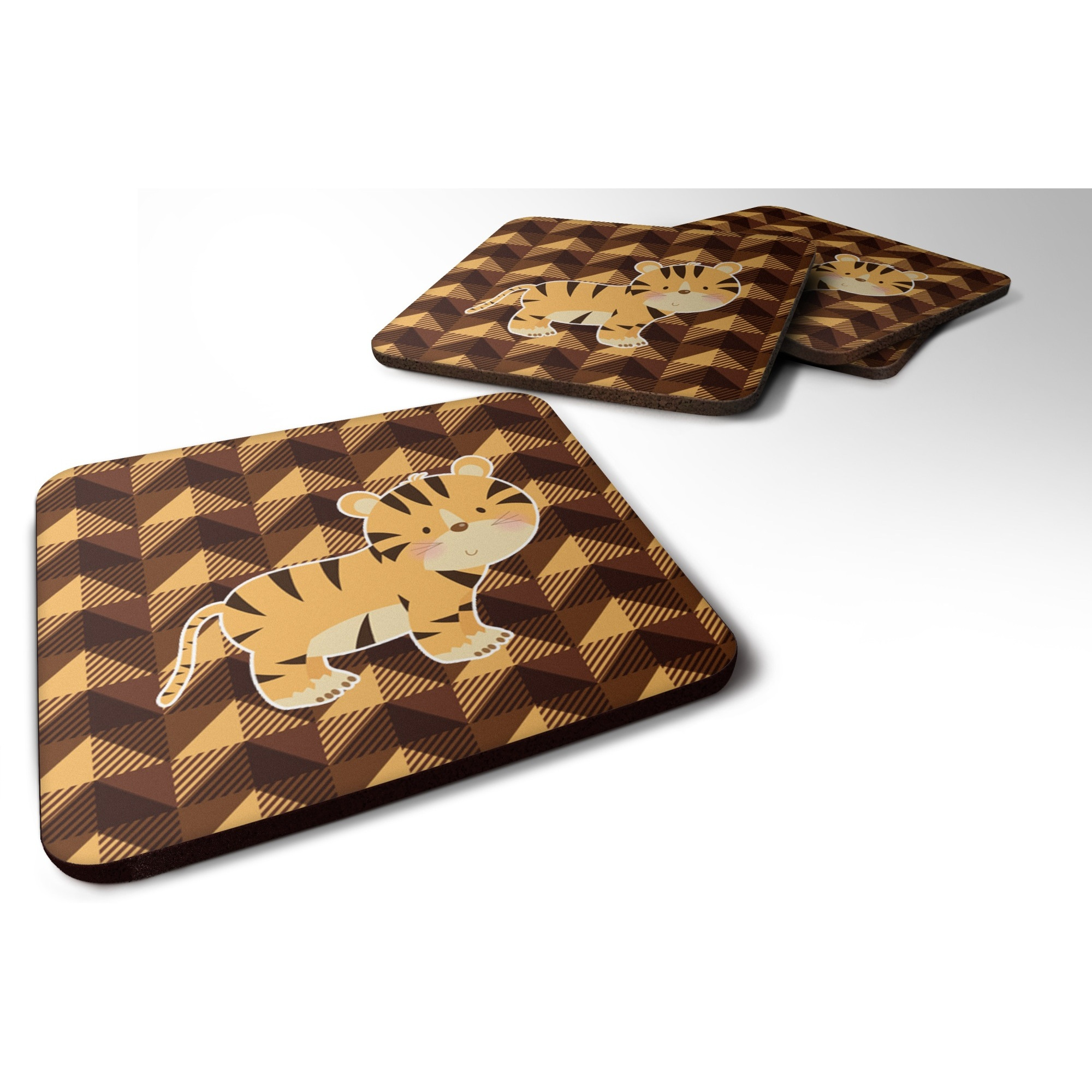 &quotCaroline's Treasures BB7029FC Tiger Foam Coaster Set of 4, 3.5"", Multicolor"