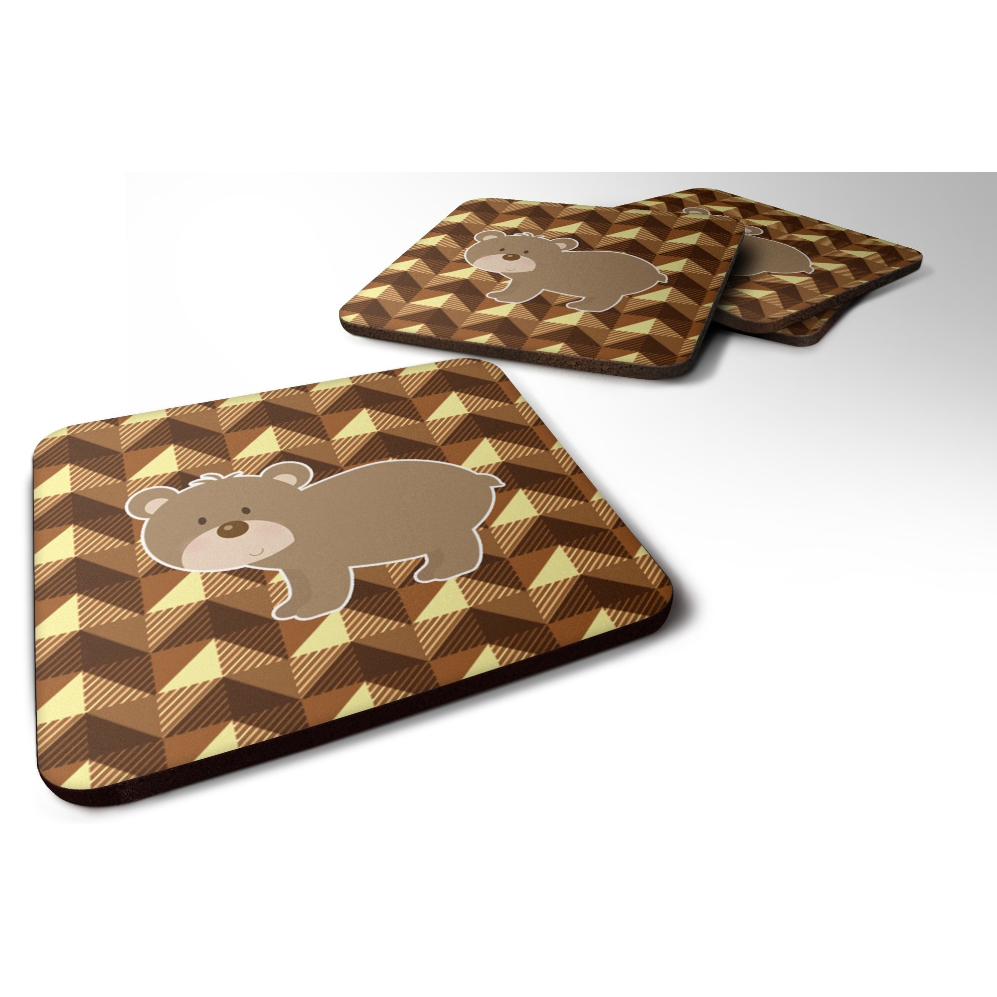 &quotCaroline's Treasures Bear Foam Coaster Set of 4, 3.5, Multicolor"