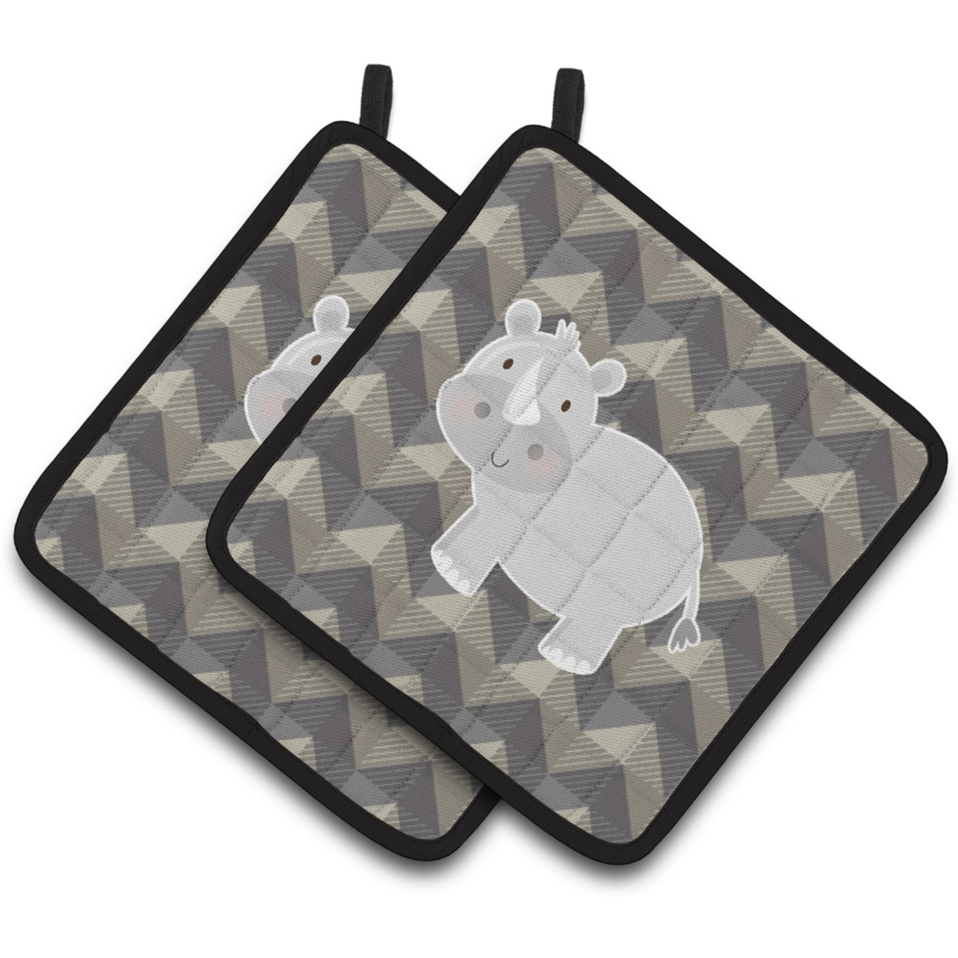 &quotCaroline's Treasures BB7033PTHD Rhinoceros Pair of Pot Holders, 7.5 x 7.5"", Multicolor"