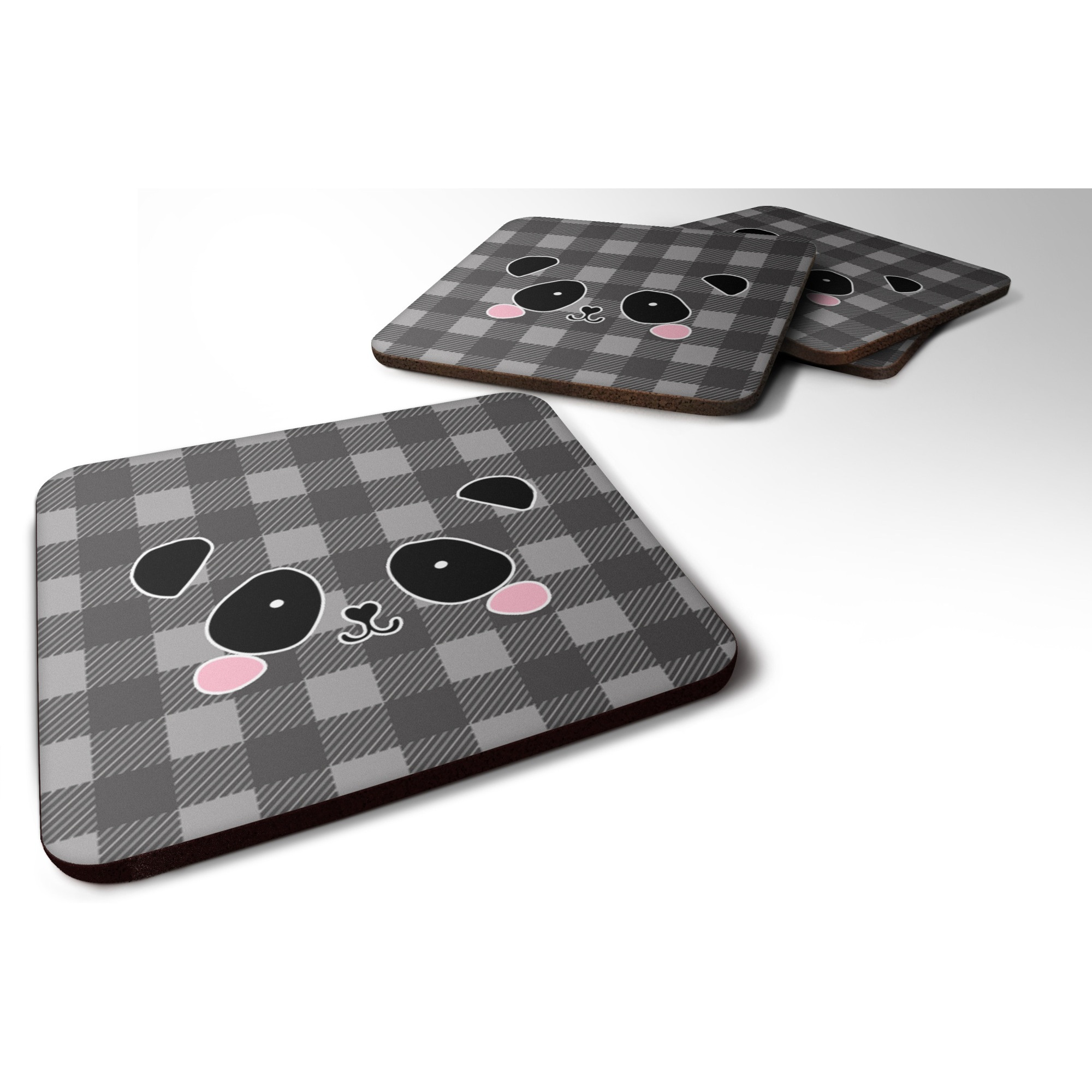 &quotCaroline's Treasures Panda Bear Face Foam Coaster Set of 4, 3.5, Multicolor"