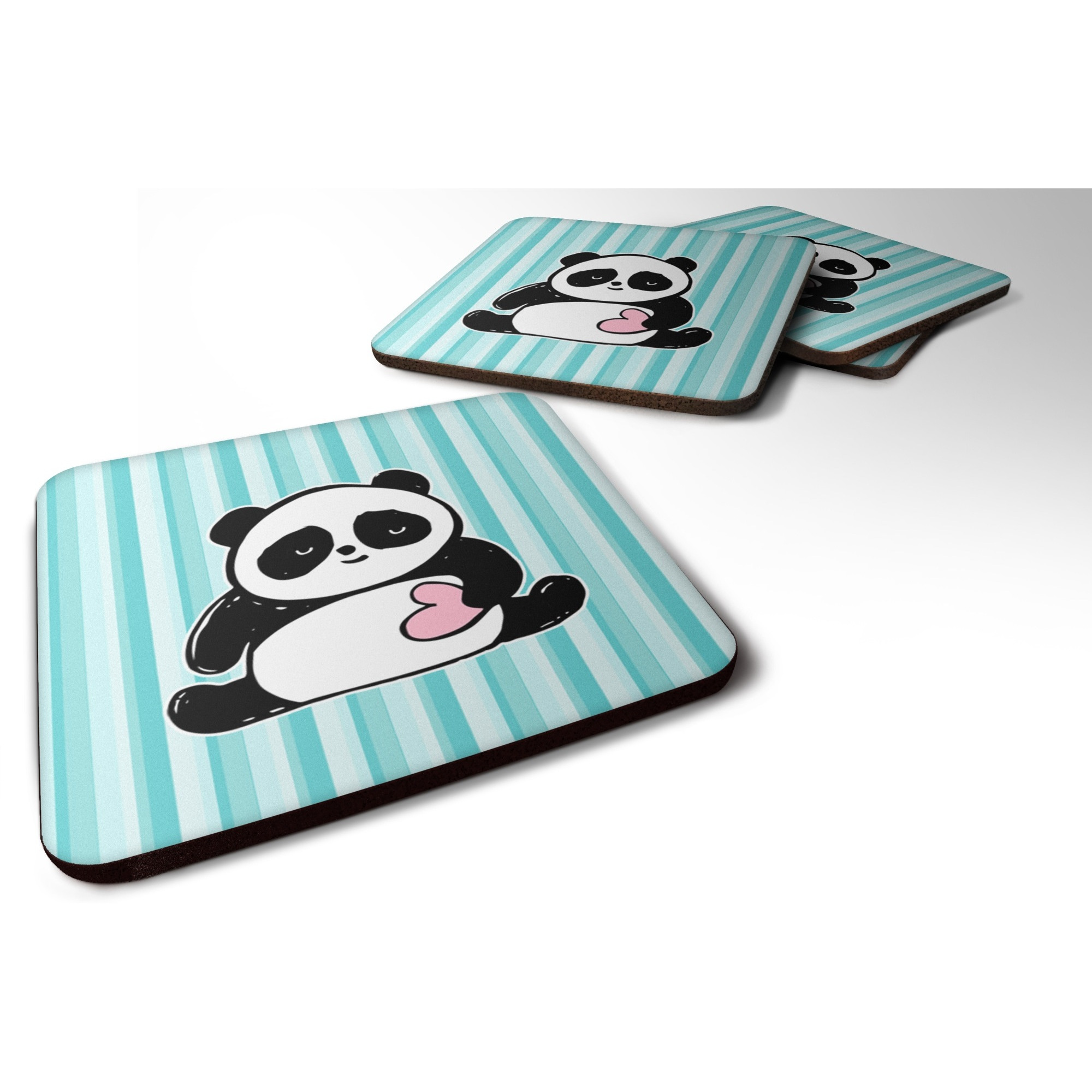 &quotCaroline's Treasures Panda Bear love Foam Coaster Set of 4, 3.5, Multicolor"