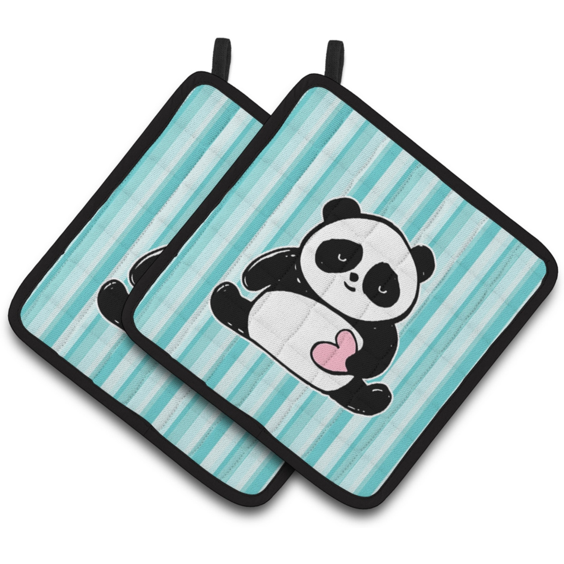 &quotCaroline's Treasures BB7040PTHD Panda Bear Love Pair of Pot Holders, 7.5 x 7.5"", Multicolor"