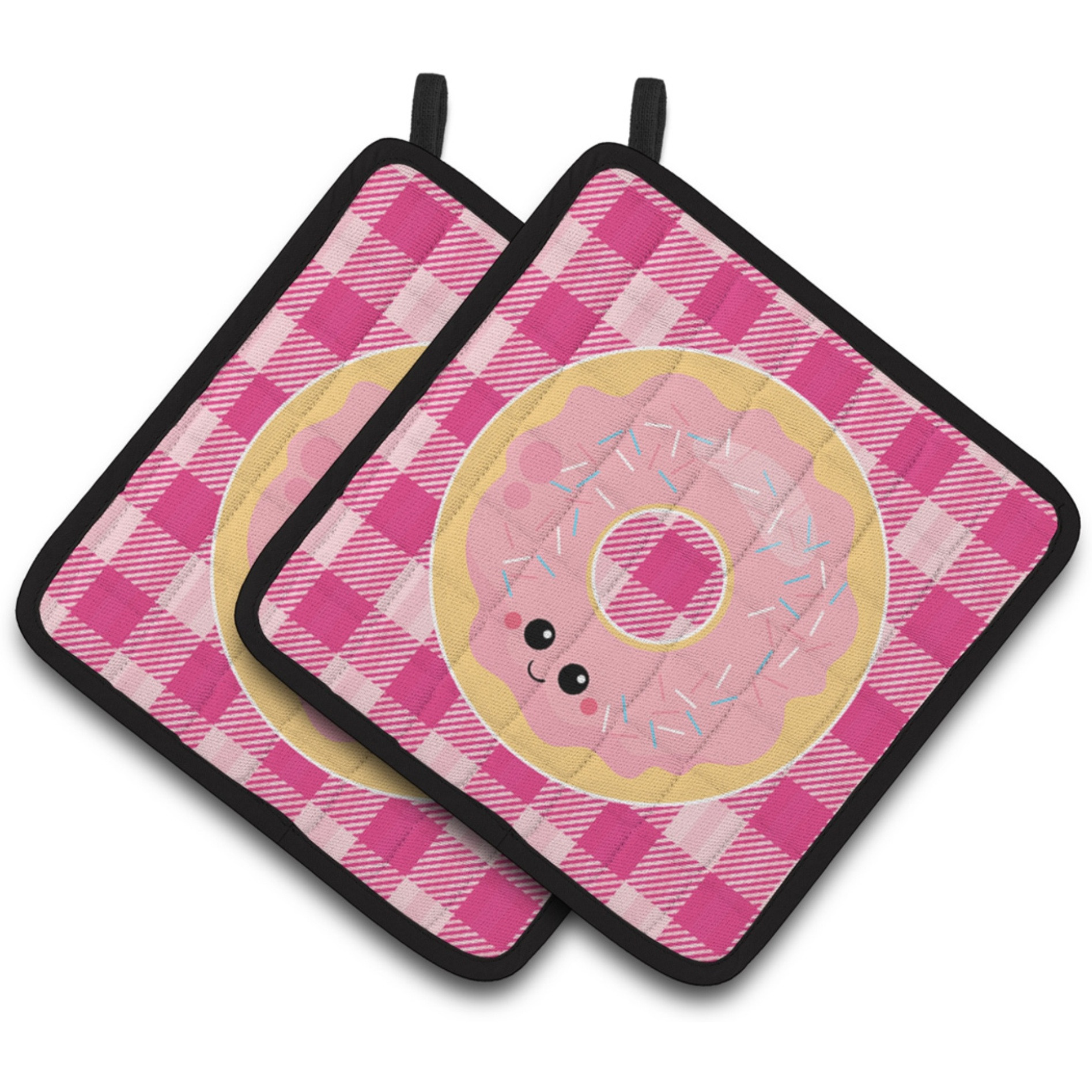 &quotCaroline's Treasures BB7048PTHD Donut Face Pair of Pot Holders, 7.5 x 7.5"", Multicolor"
