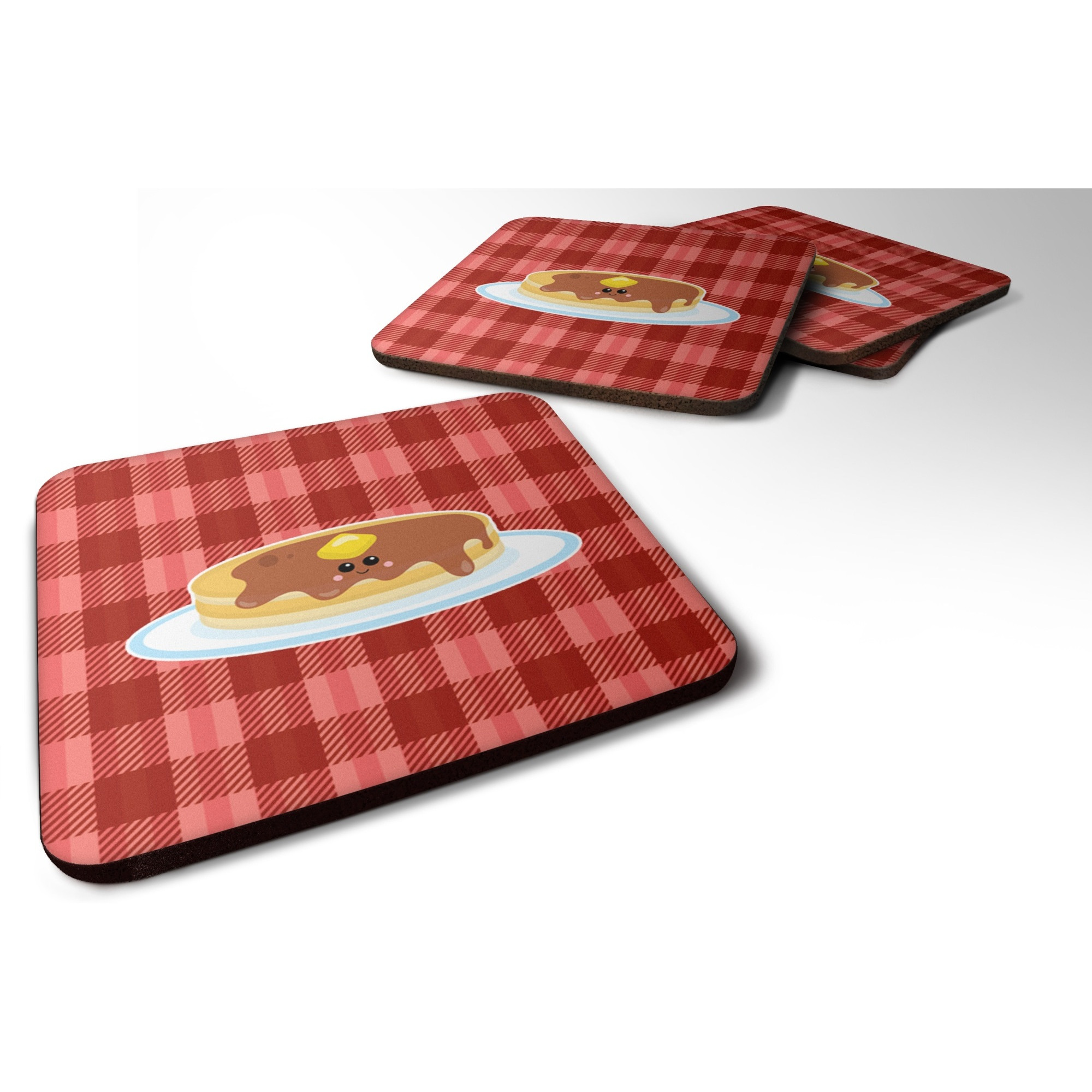 &quotCaroline's Treasures Pancake Face Foam Coaster Set of 4, 3.5, Multicolor"