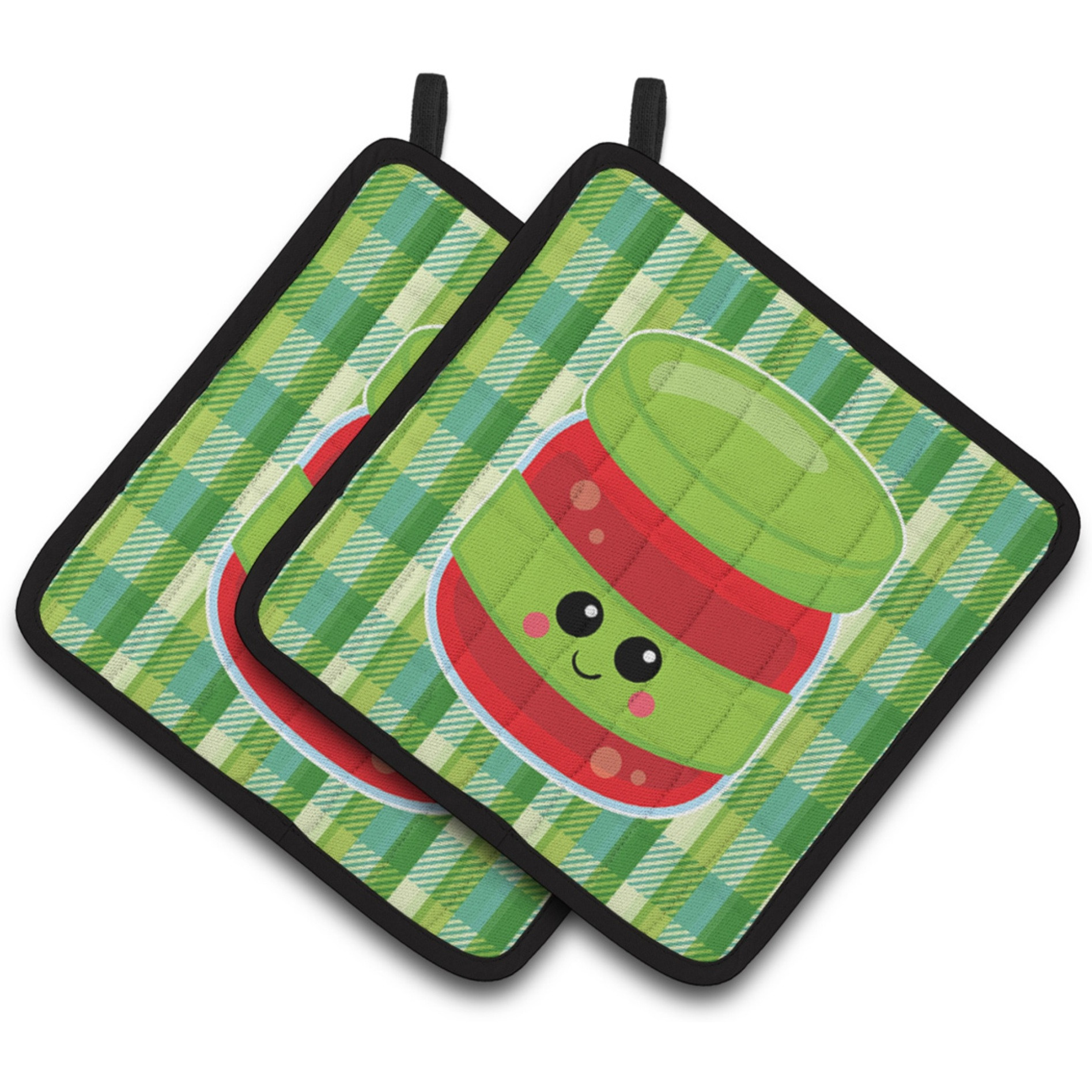 &quotCaroline's Treasures BB7051PTHD Jelly Jar Face Pair of Pot Holders, 7.5 x 7.5"", Multicolor"