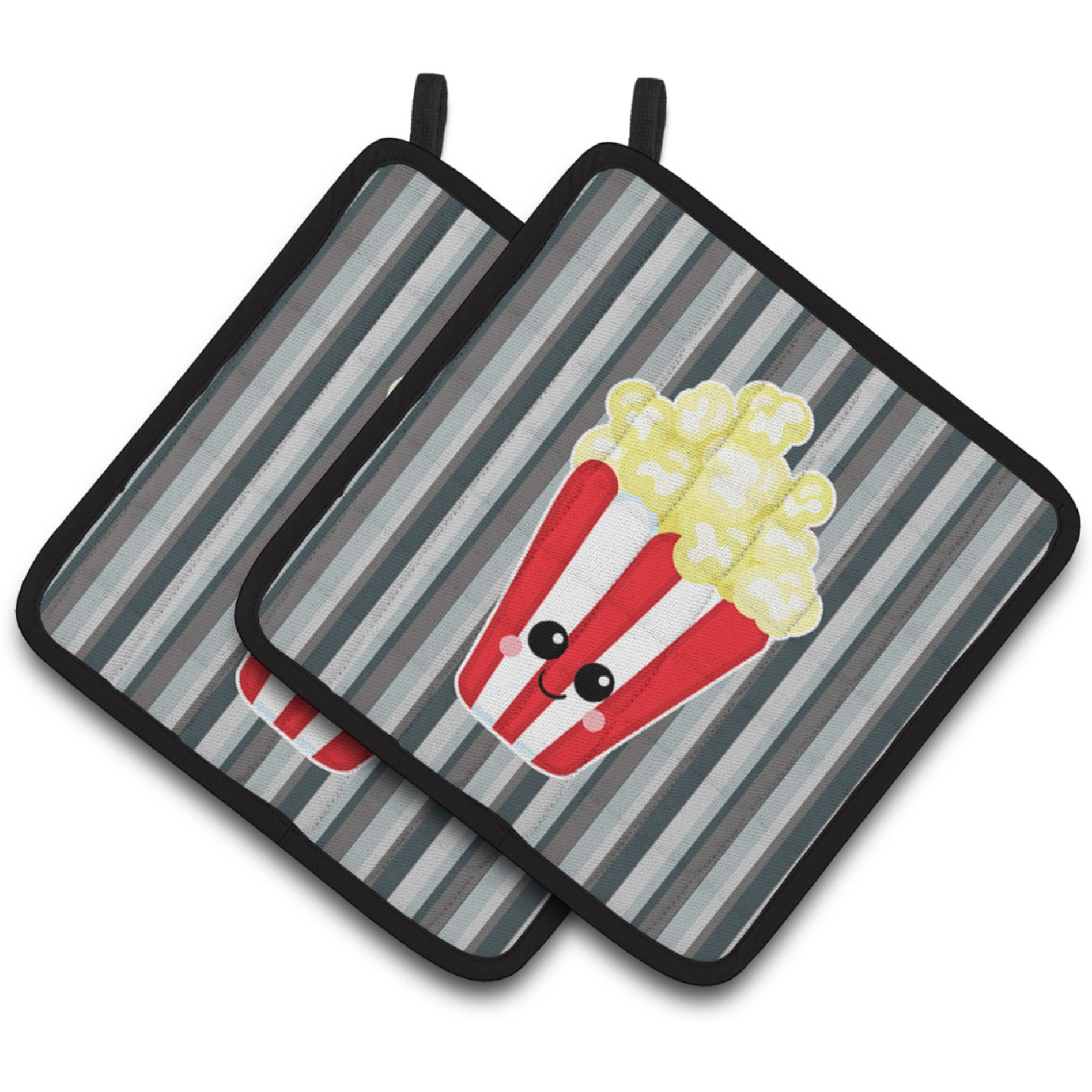 &quotCaroline's Treasures BB7053PTHD Popcorn Face Pair of Pot Holders, 7.5 x 7.5"", Multicolor"