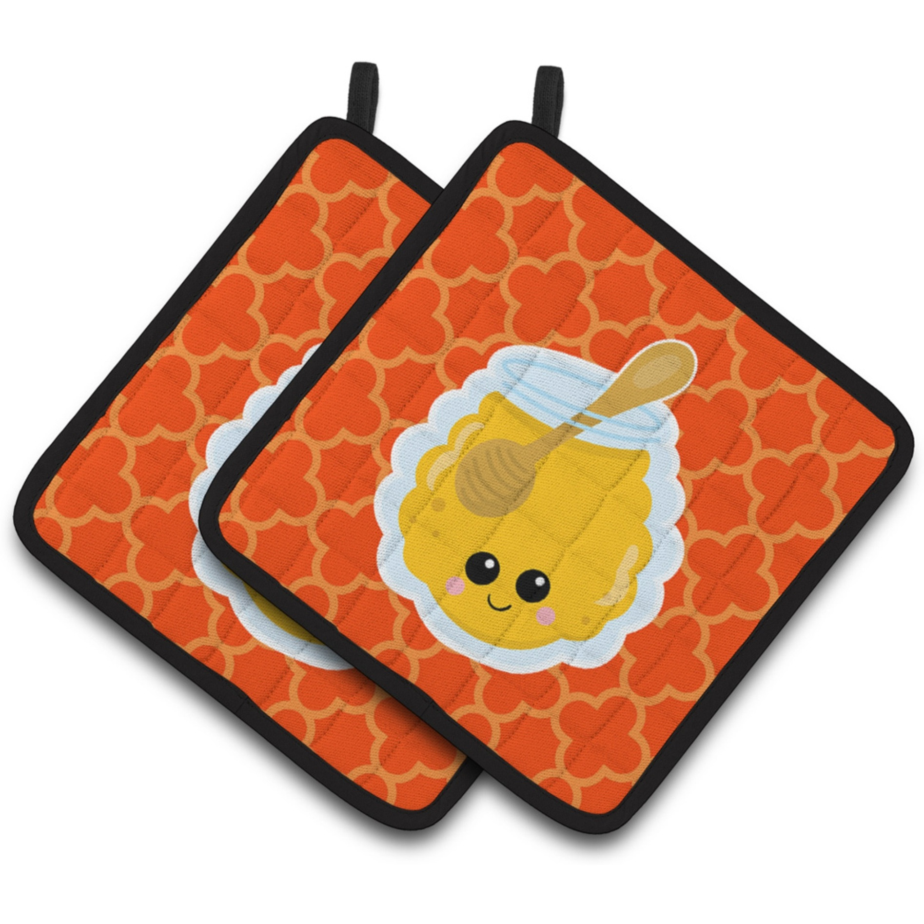 &quotCaroline's Treasures BB7054PTHD Honey Jar Face Pair of Pot Holders, 7.5 x 7.5"", Multicolor"
