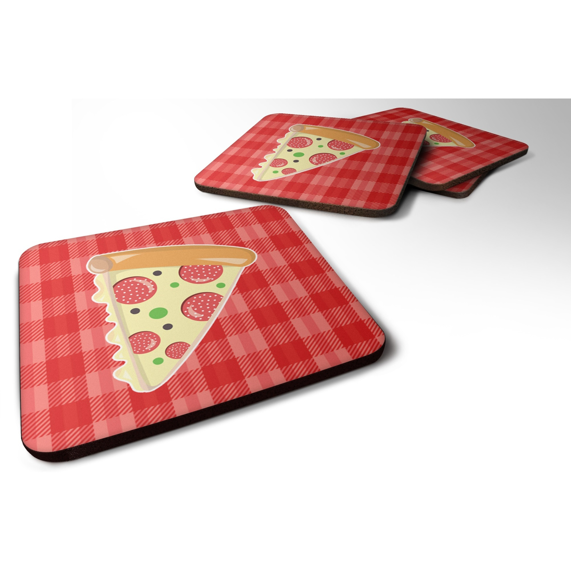 &quotCaroline's Treasures Slice of Pizza Foam Coaster Set of 4, 3.5, Multicolor"
