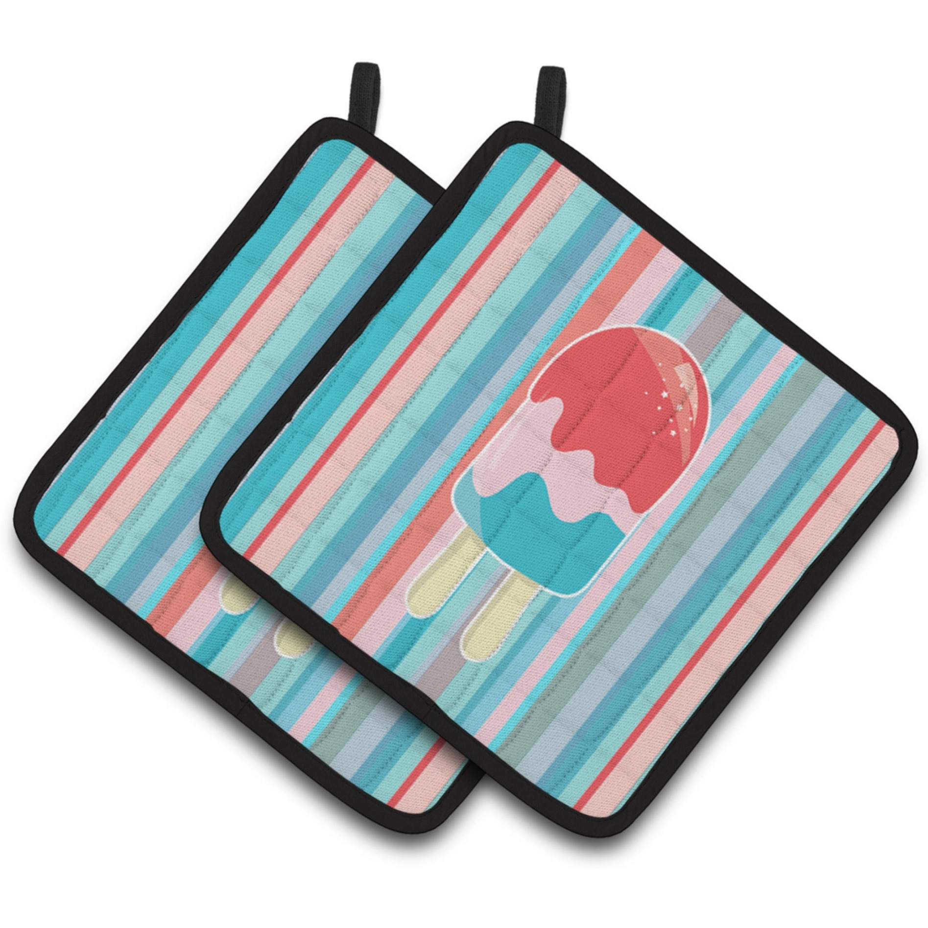 &quotCaroline's Treasures BB7062PTHD Ice Pop Popcicle Red Pink Blue Pair of Pot Holders, 7.5 x 7.5"", Multicolor"