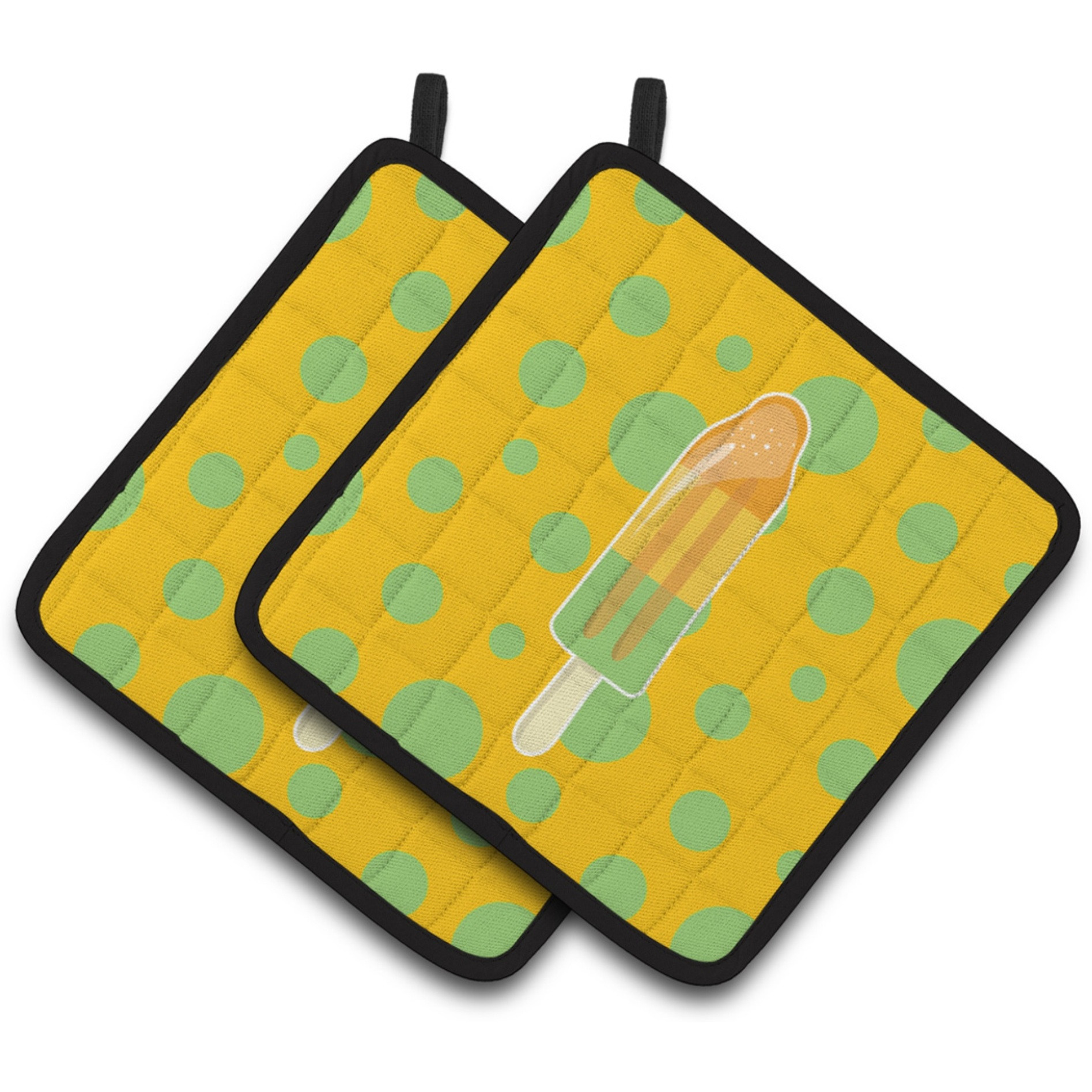 &quotCaroline's Treasures BB7064PTHD Ice Pop Popcicle Orange Green Pair of Pot Holders, 7.5 x 7.5"", Multicolor"