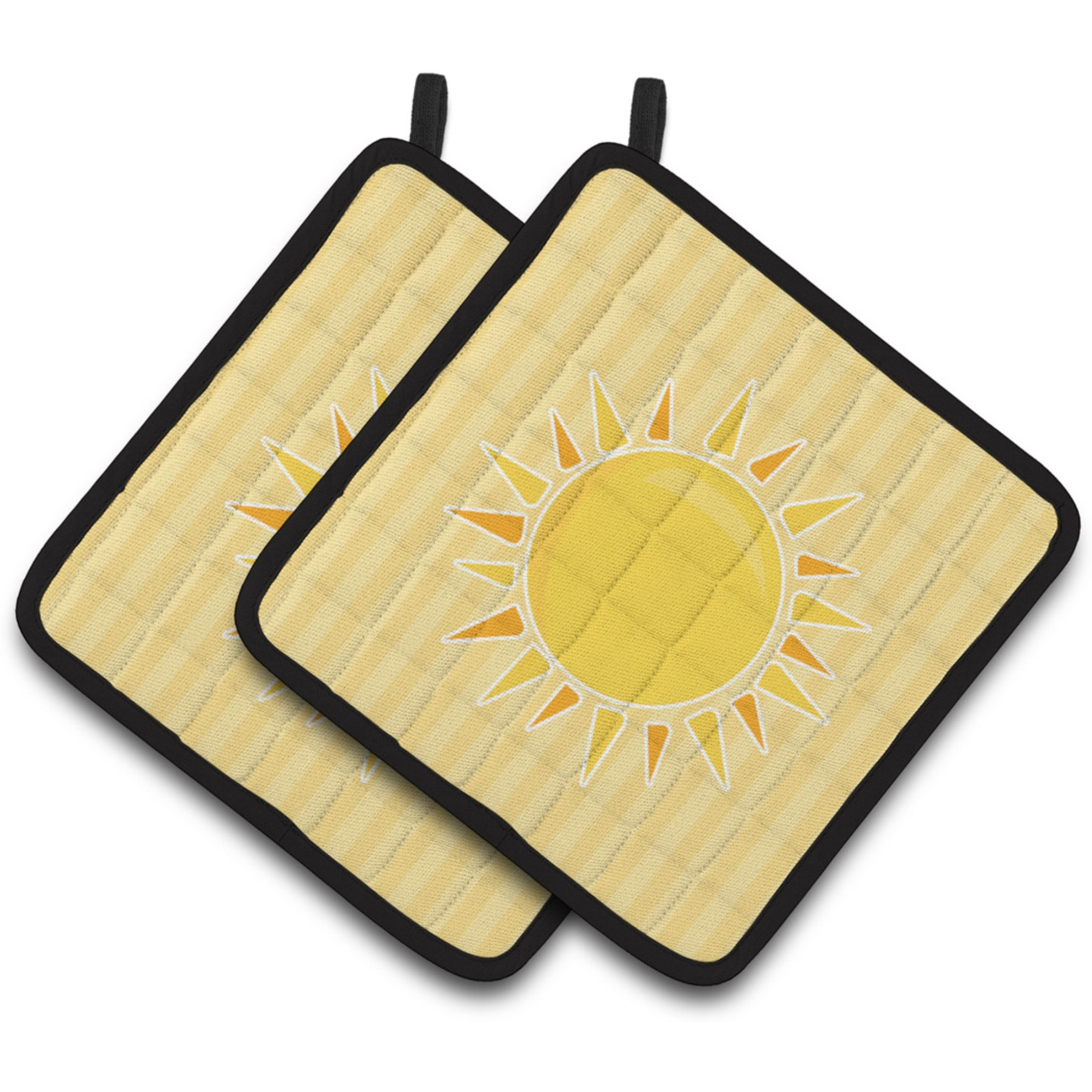 &quotCaroline's Treasures BB7066PTHD Sunshine Sun on Stripes Pair of Pot Holders, 7.5 x 7.5"", Multicolor"