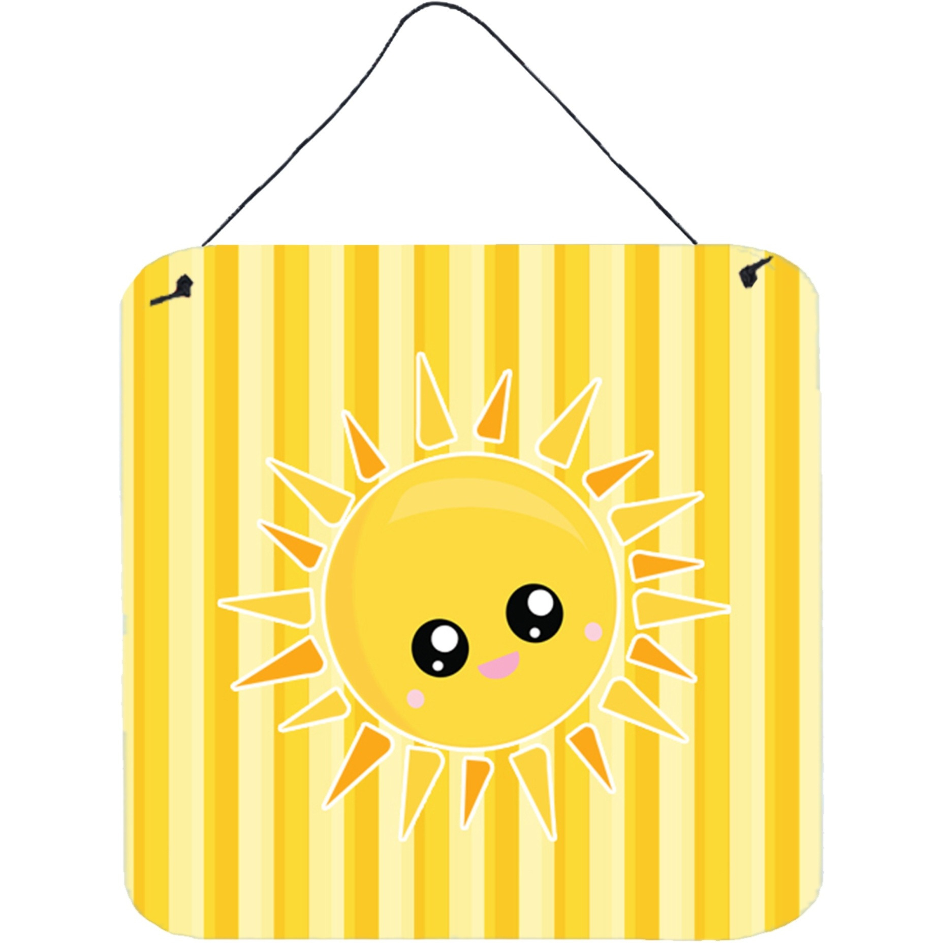 &quotCaroline's Treasures Sunshine Sun Face on Stripes Metal Print, 6"" x 6"", Multicolor"
