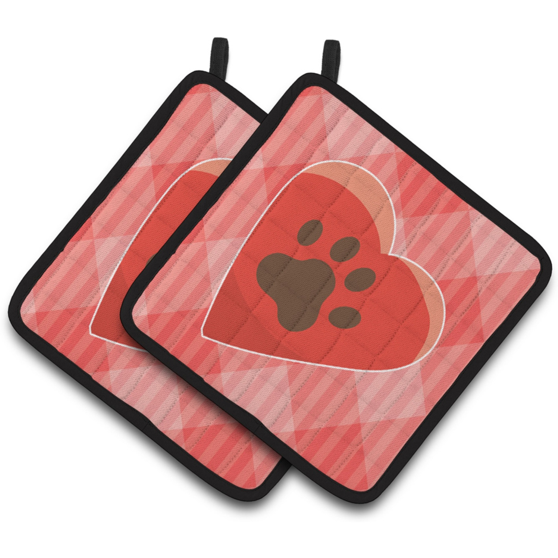 &quotCaroline's Treasures BB7073PTHD Puppy Pawprint Heart Pair of Pot Holders, 7.5 x 7.5"", Multicolor"