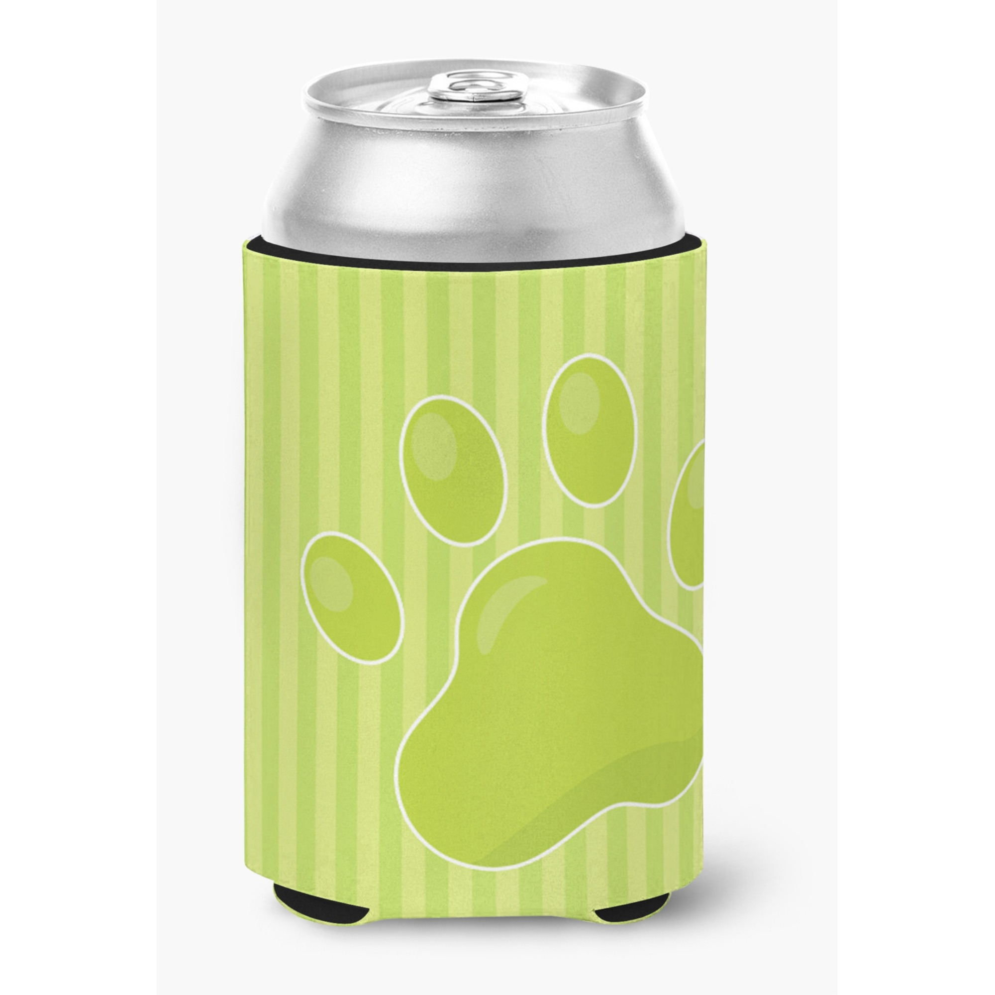 &quotCaroline's Treasures Puppy Pawprint green Stripes Can or Bottle Hugger, Can Hugger, Multicolor"
