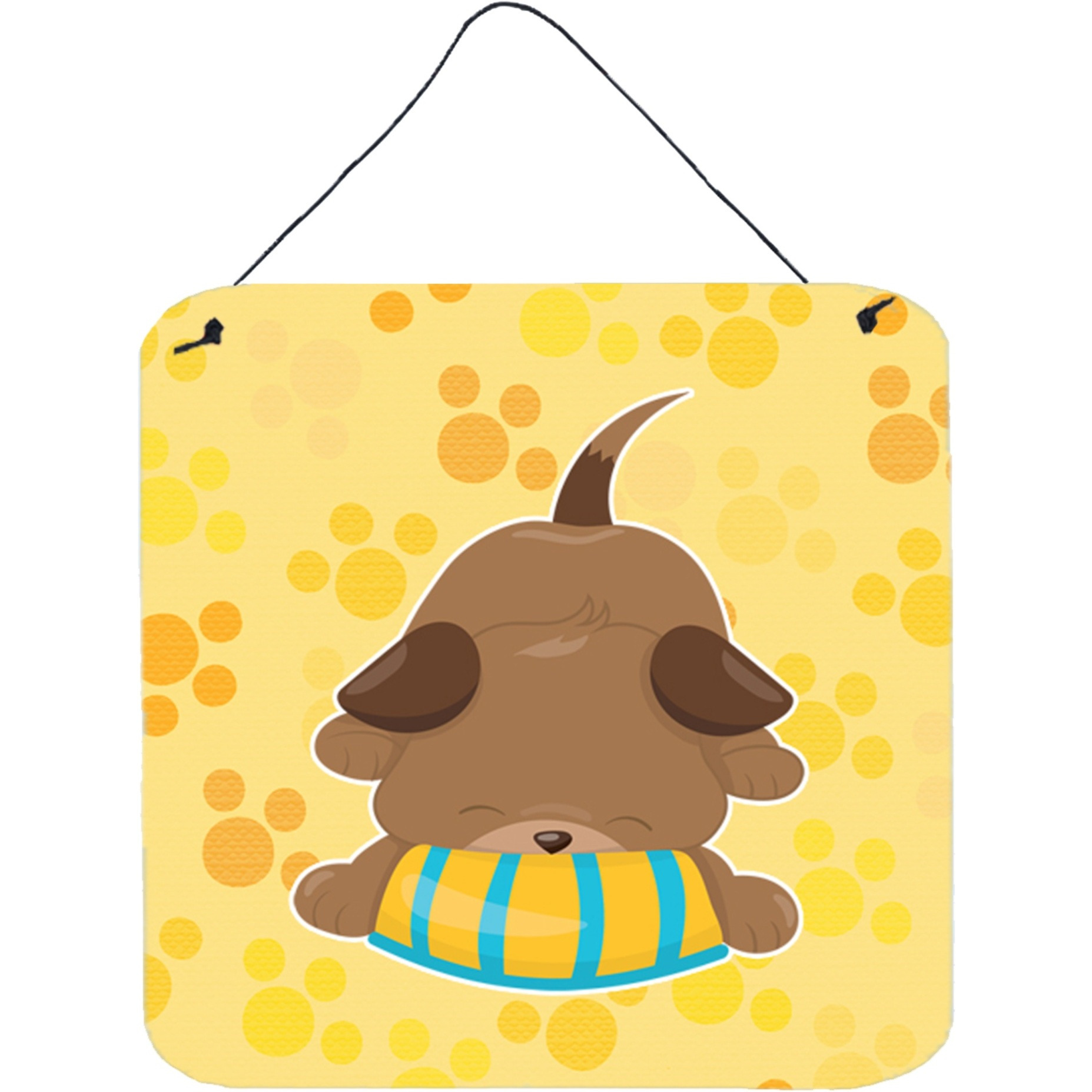 &quotCaroline's Treasures Puppy on Yellow Pawprints Metal Print, 6"" x 6"", Multicolor"
