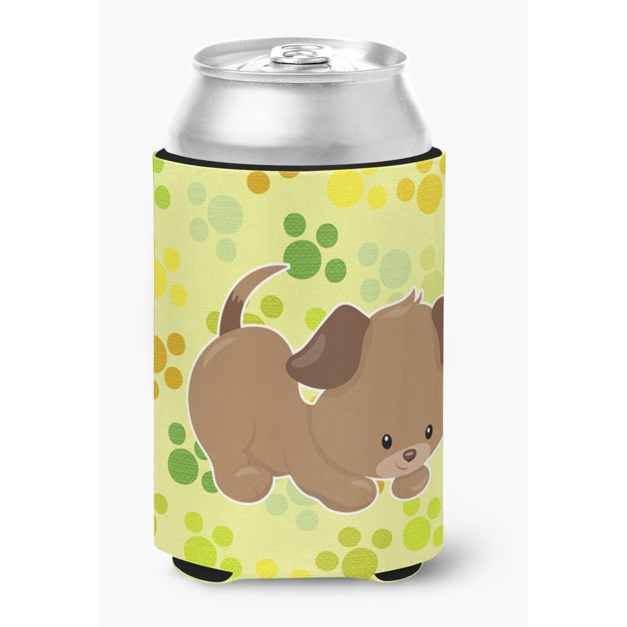 &quotCaroline's Treasures Puppy On green Pawprints Can or Bottle Hugger, Can Hugger, Multicolor"