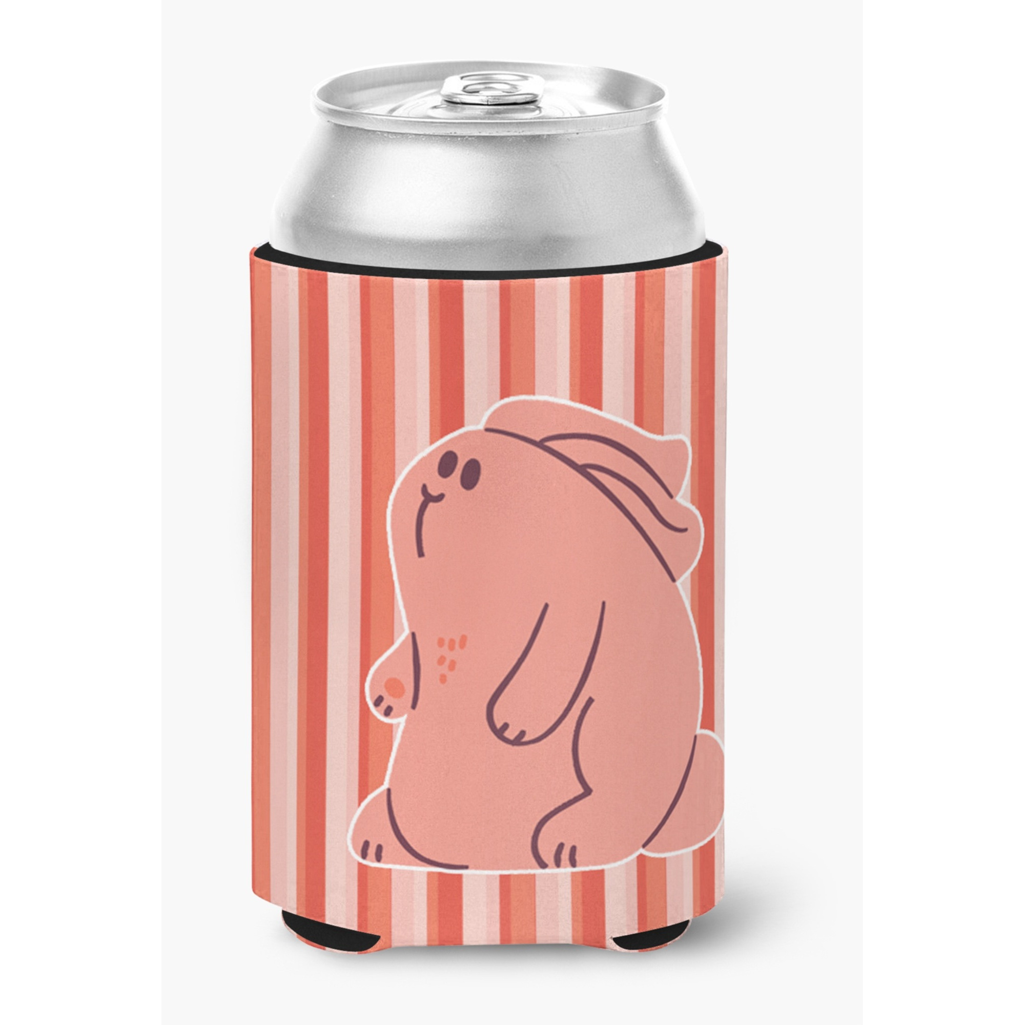 &quotCaroline's Treasures Rabbit On Pink Stripes Can or Bottle Hugger, Can Hugger, Multicolor"
