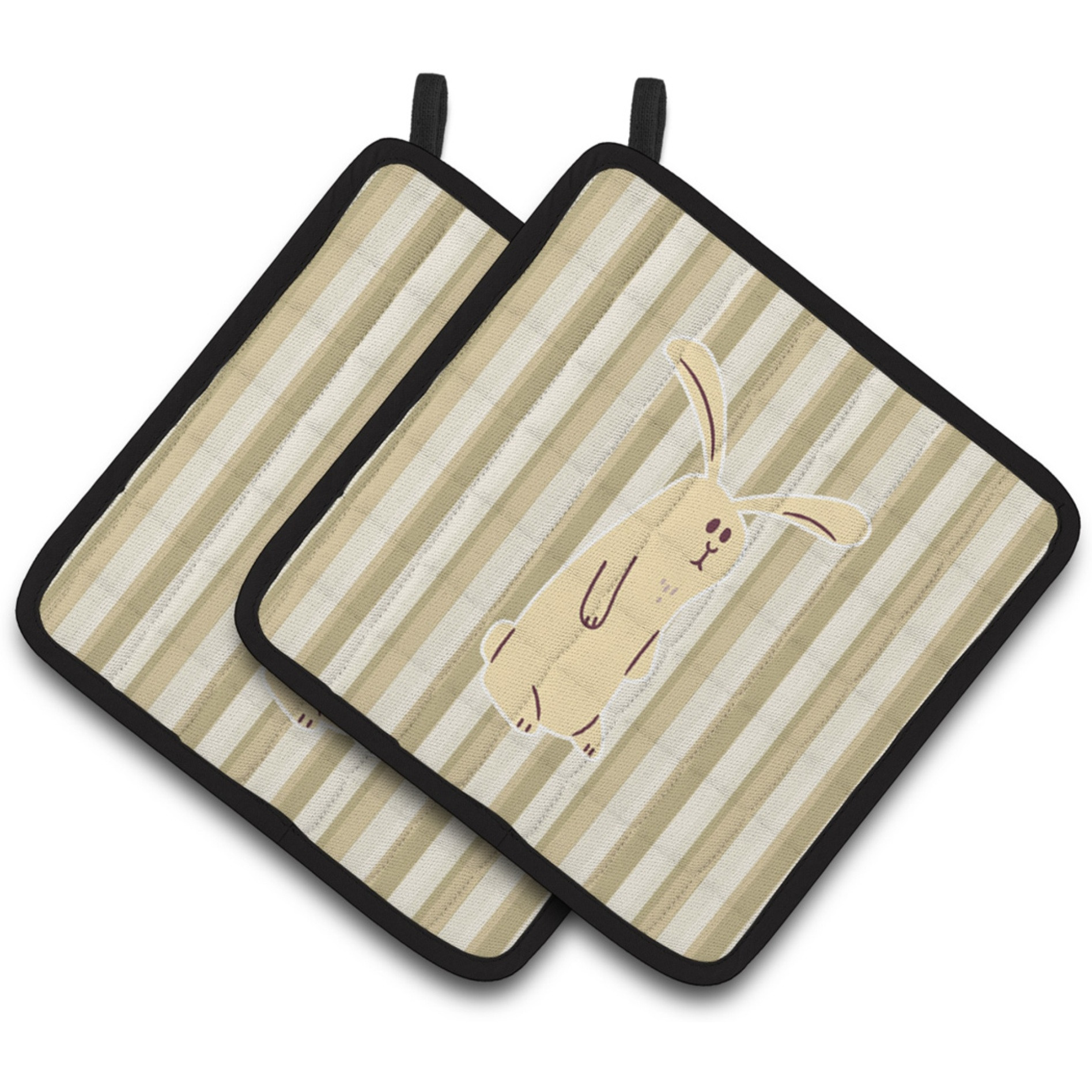 &quotCaroline's Treasures BB7082PTHD Rabbit on Stripes Pair of Pot Holders, 7.5 x 7.5"", Multicolor"