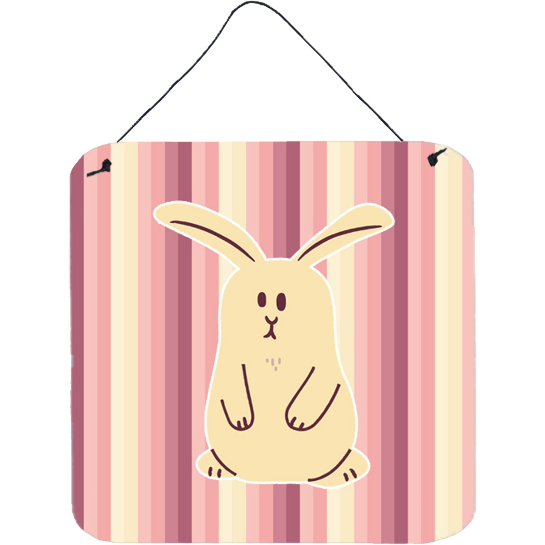 &quotCaroline's Treasures Rabbit on Stripes Metal Print, 6"" x 6"", Multicolor"