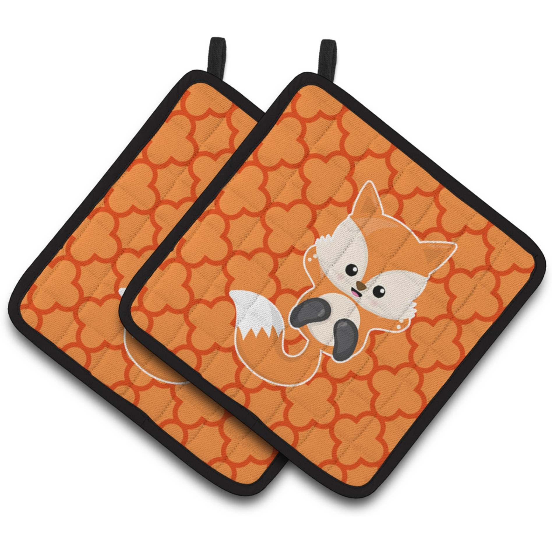 &quotCaroline's Treasures BB7085PTHD Baby Fox Quatrafoil Pair of Pot Holders, 7.5 x 7.5"", Multicolor"