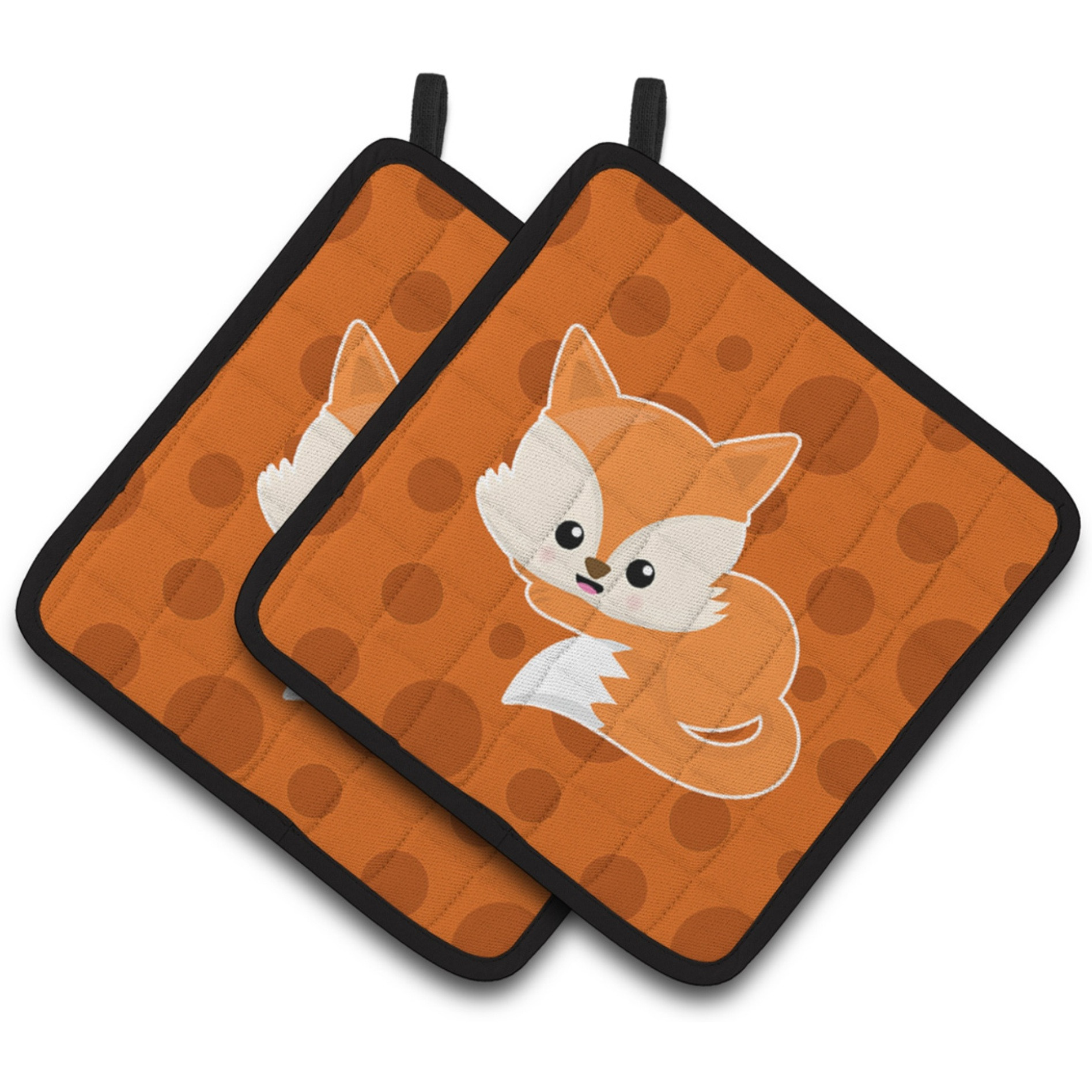 &quotCaroline's Treasures BB7086PTHD Baby Fox Polkadot Pair of Pot Holders, 7.5 x 7.5"", Multicolor"