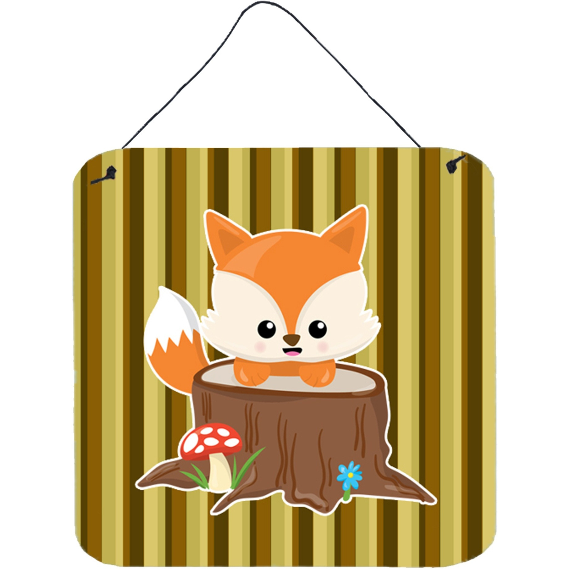 &quotCaroline's Treasures Baby Fox Tree Stripes Metal Print, 6"" x 6"", Multicolor"